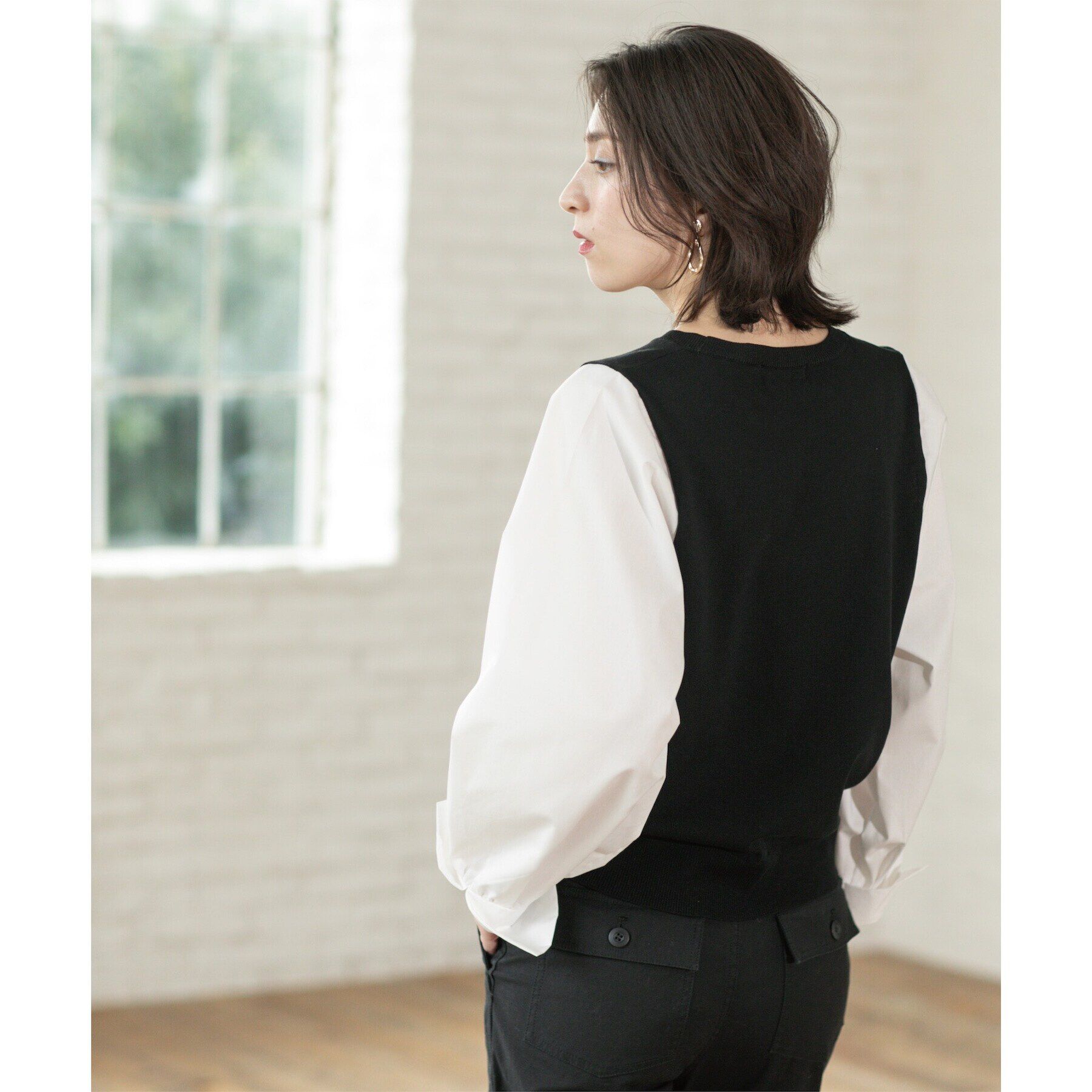 OPAQUE.CLIP「フハクボリュームスリーブドッキングニット【洗濯機洗い可】」|ニット・セーター|