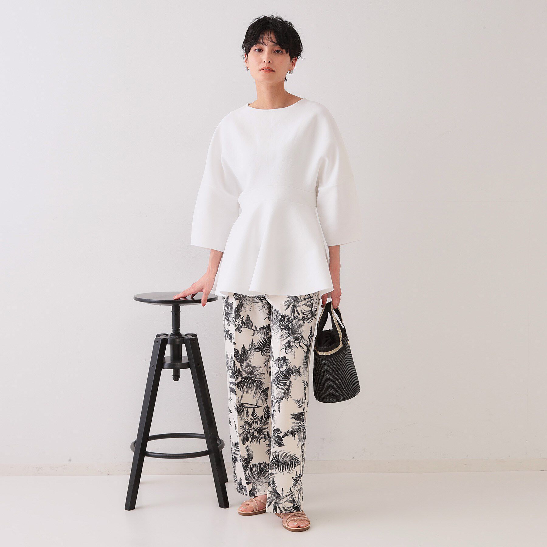 OPAQUE.CLIP「ランタンスリーブペプラムデザインニット【洗濯機洗い可/抗ピル】」|ニット・セーター|