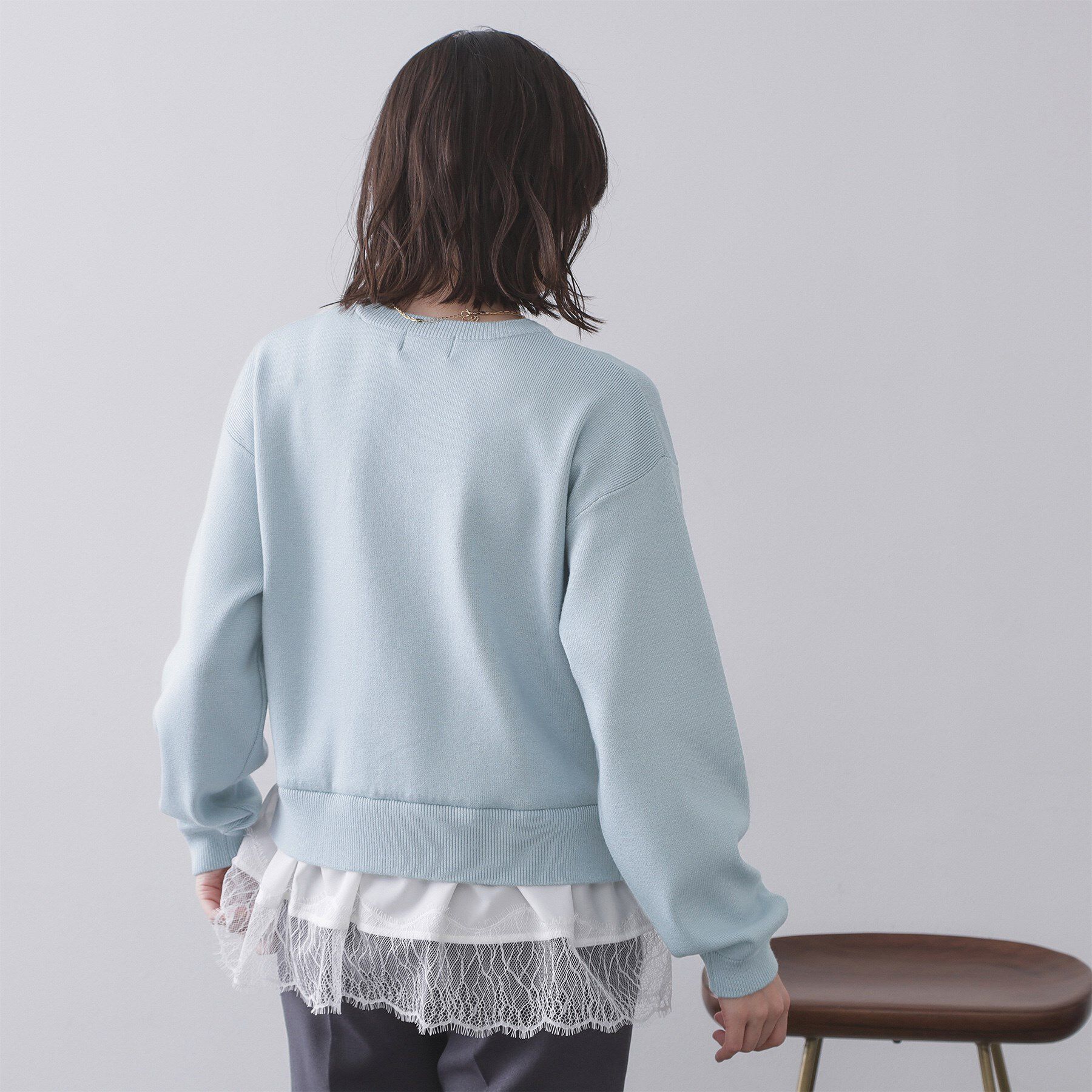 OPAQUE.CLIP「裾レースドッキングニット」|ニット・セーター|