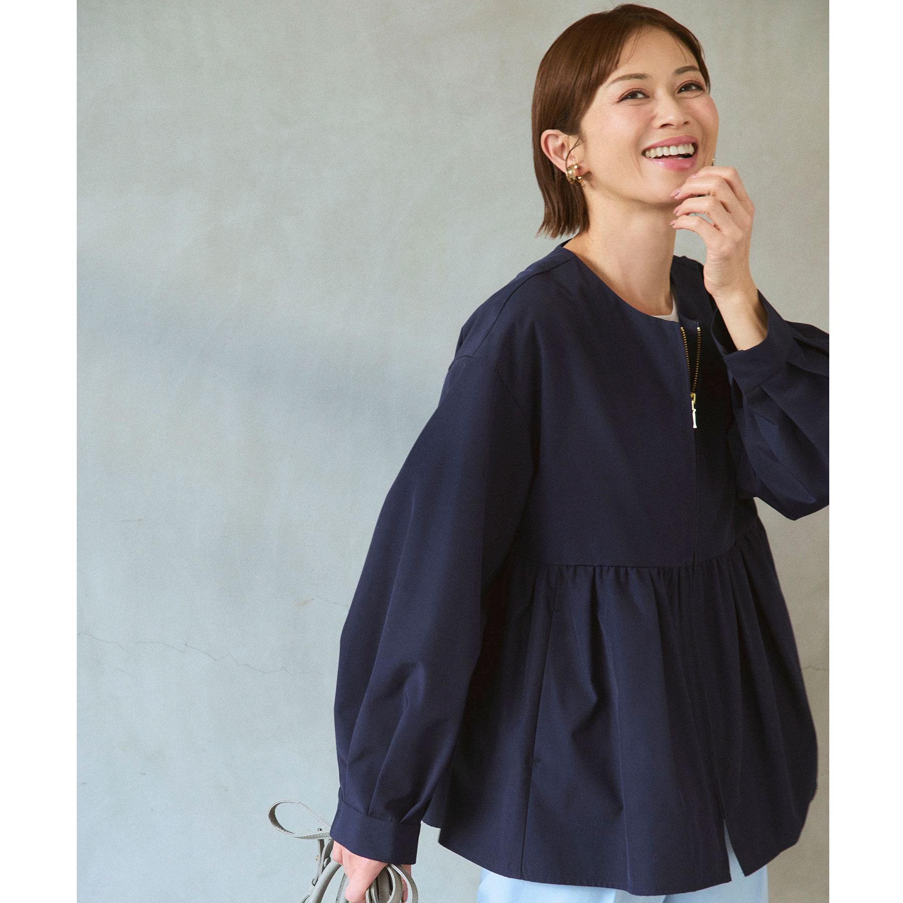 OPAQUE.CLIP「撥水ノーカラーペプラムブルゾン【洗濯機OK/抗ピル】」|ブルゾン・スタジャン|