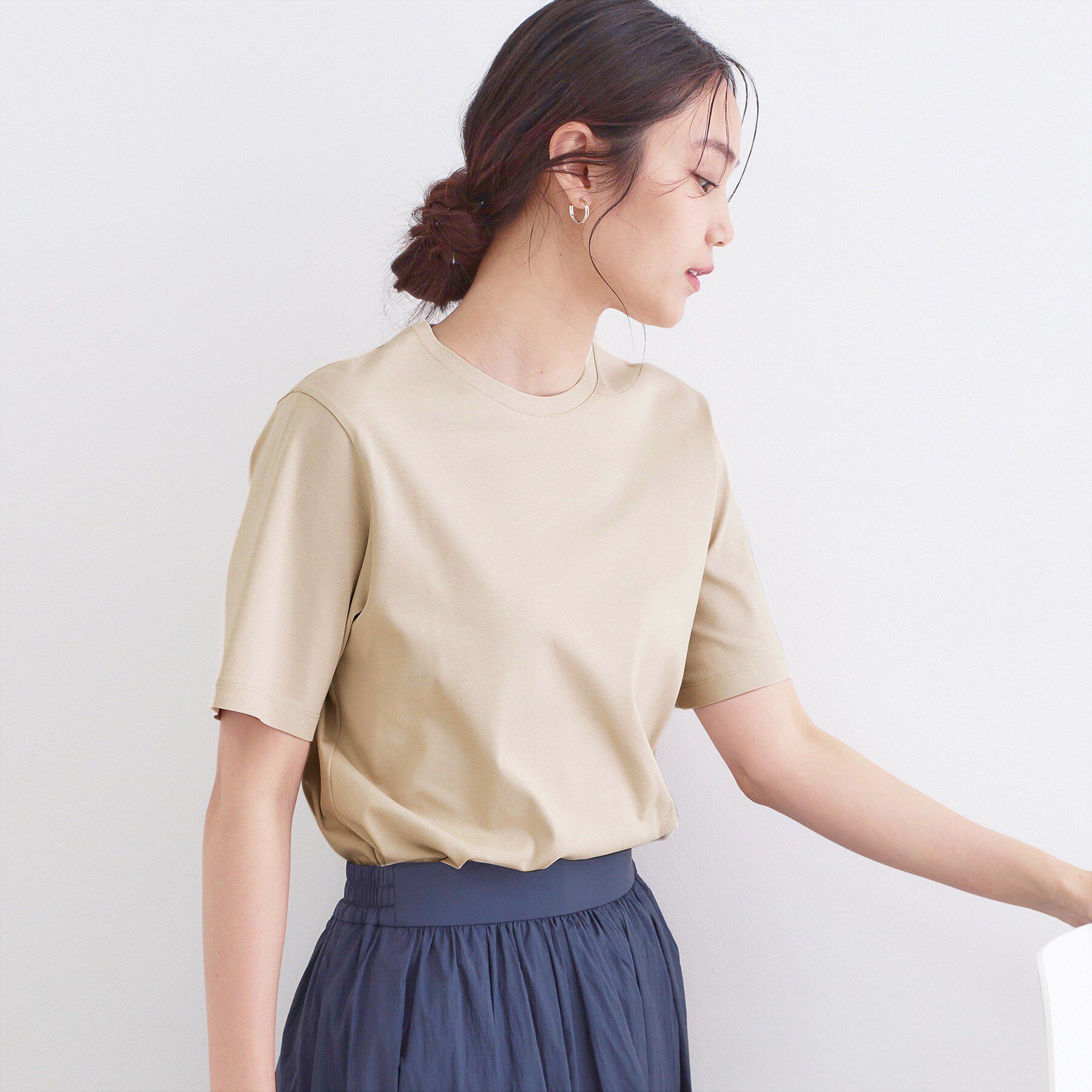 OPAQUE.CLIP「オーガニックコットン混ベーシックTシャツ【洗濯機OK】《SS～LL》」|Tシャツ・カットソー|