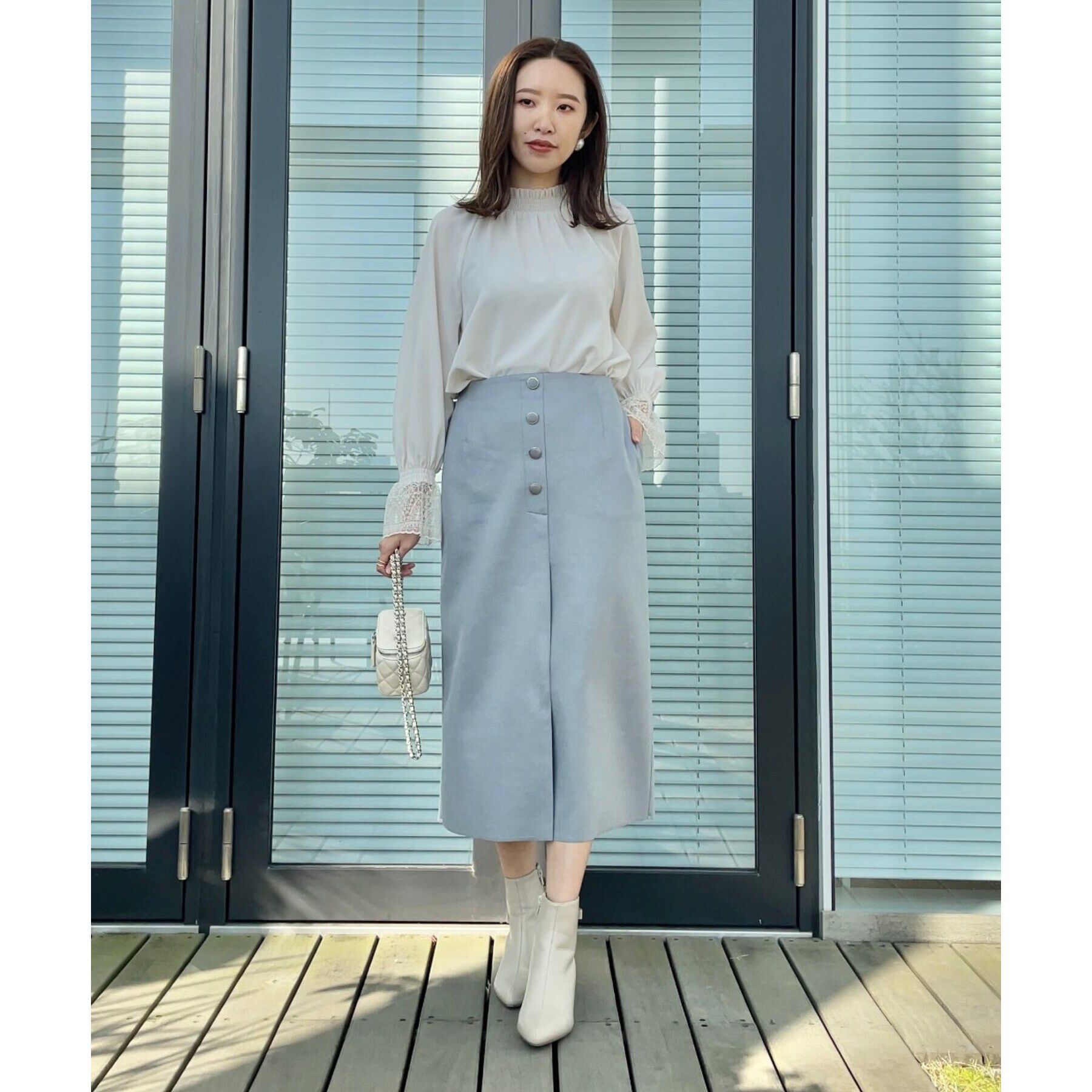 Couture broach「【体のラインを拾いにくい・お仕事にも】マシュマロスエード調タイト」|スカート|