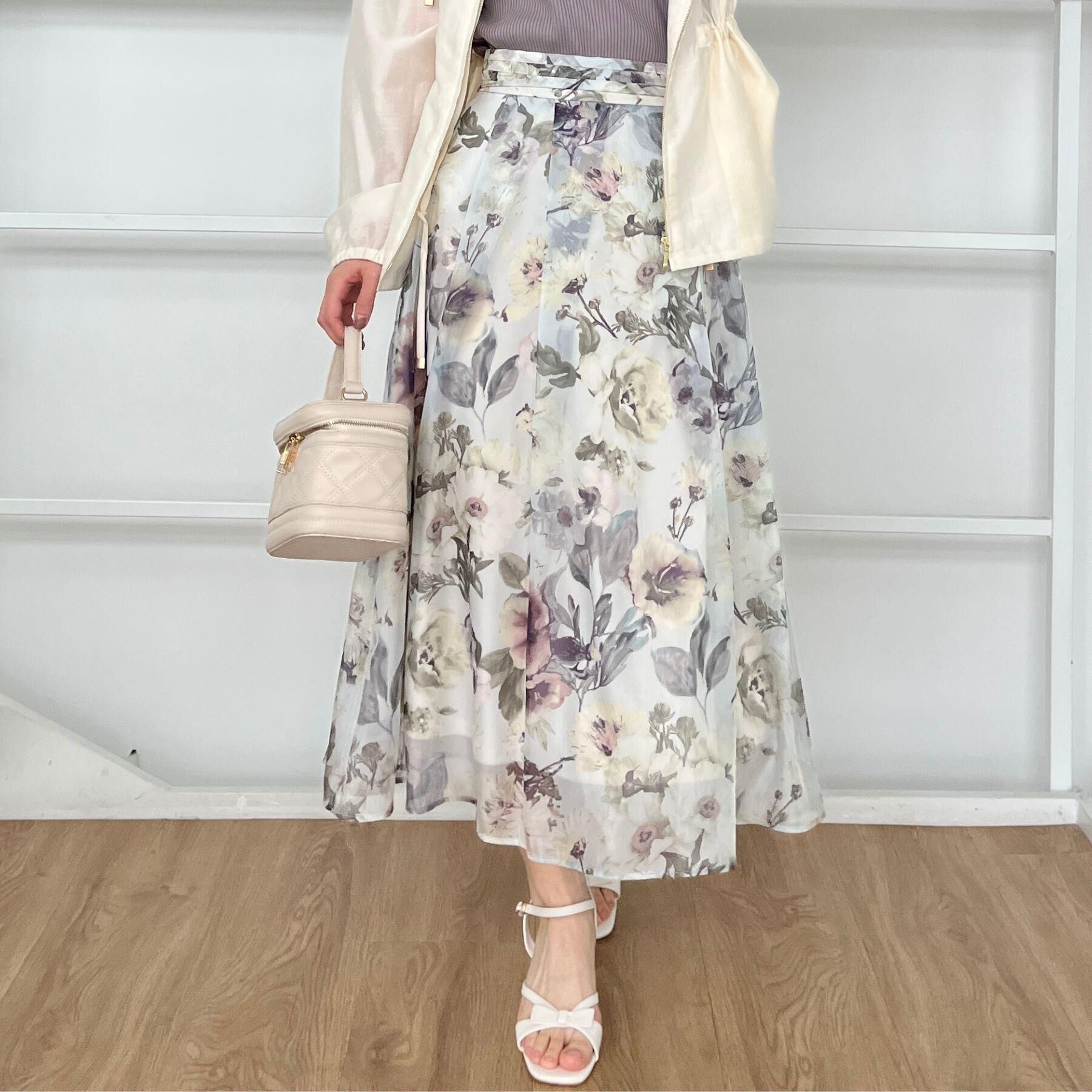 Couture broach「【一枚で着映える・華やか・上品】Summerオーガンフルールスカート」|スカート|