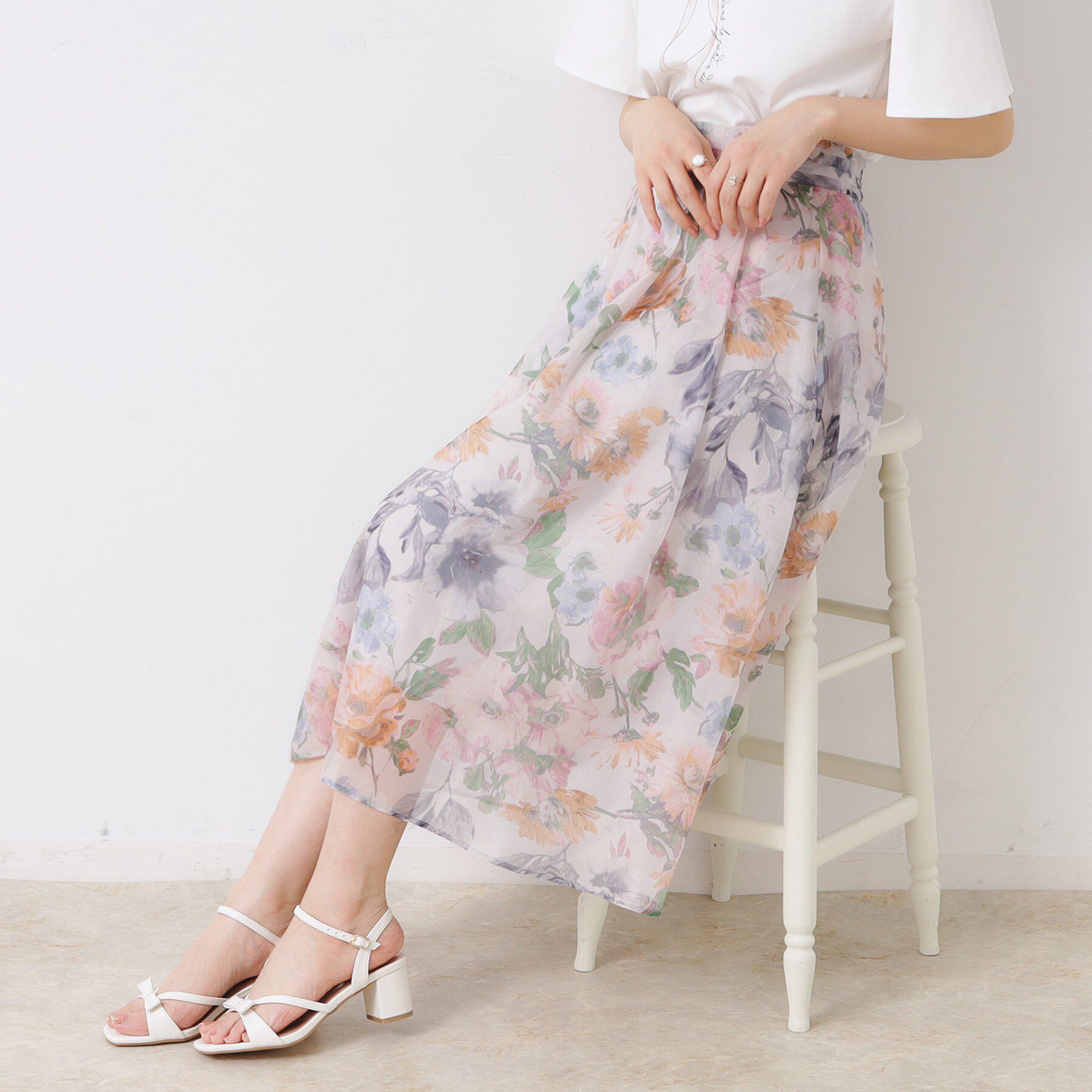Couture broach「【一枚で着映える・華やか・上品】Summerオーガンフルールスカート」|スカート|