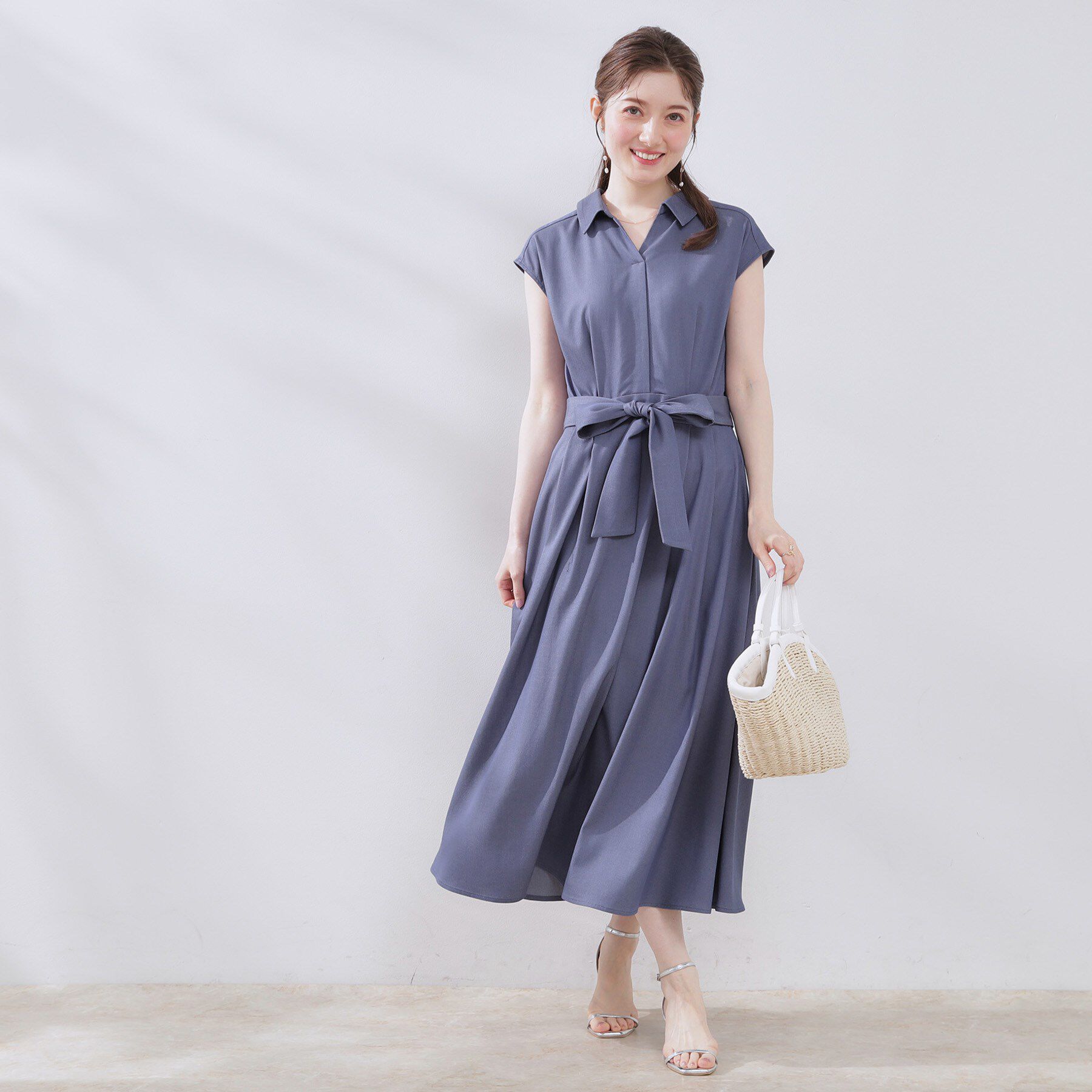 Couture broach「【美シルエット・通勤】シャンブレーシャツワンピース」|ワンピース|