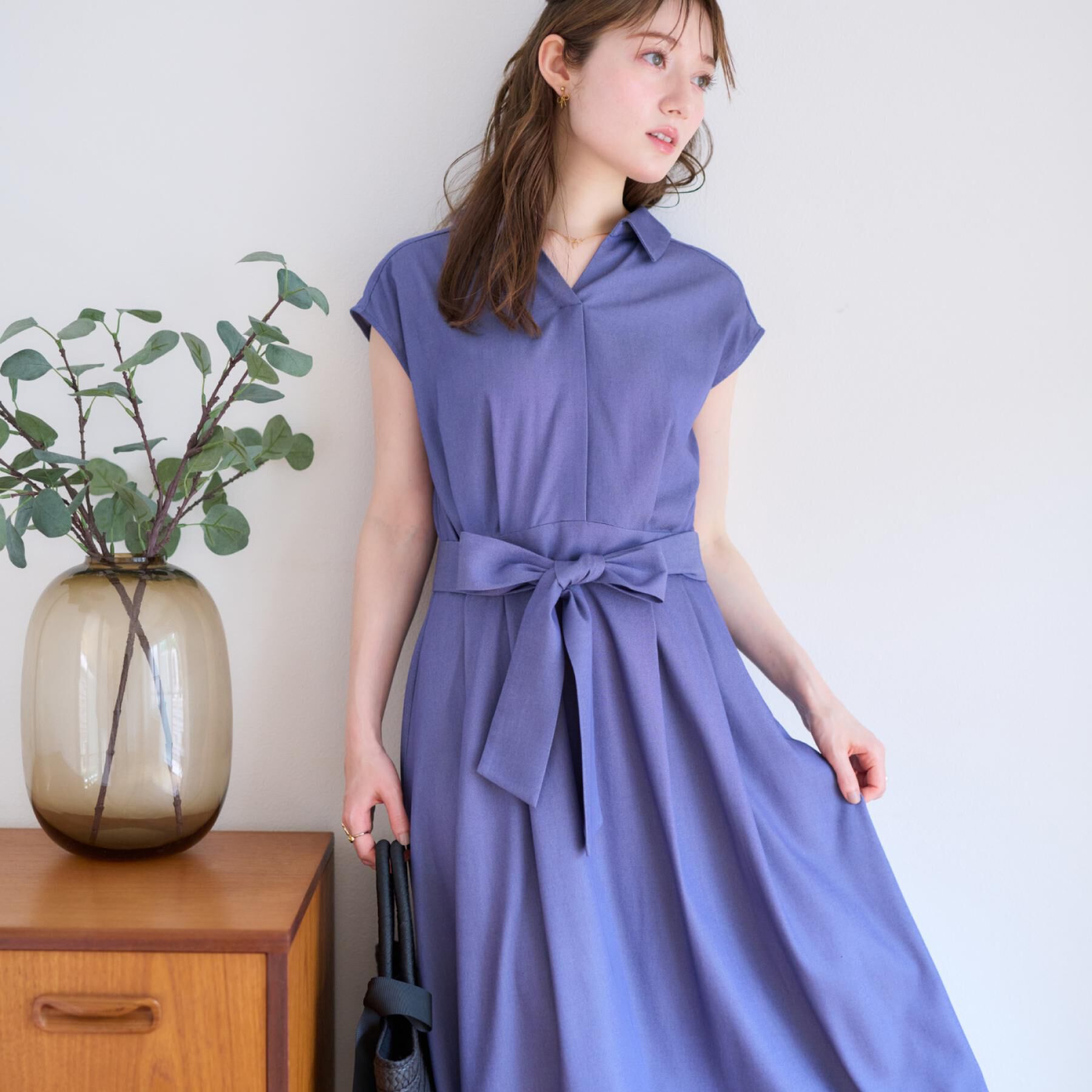 Couture broach「【美シルエット・通勤】シャンブレーシャツワンピース」|ワンピース|