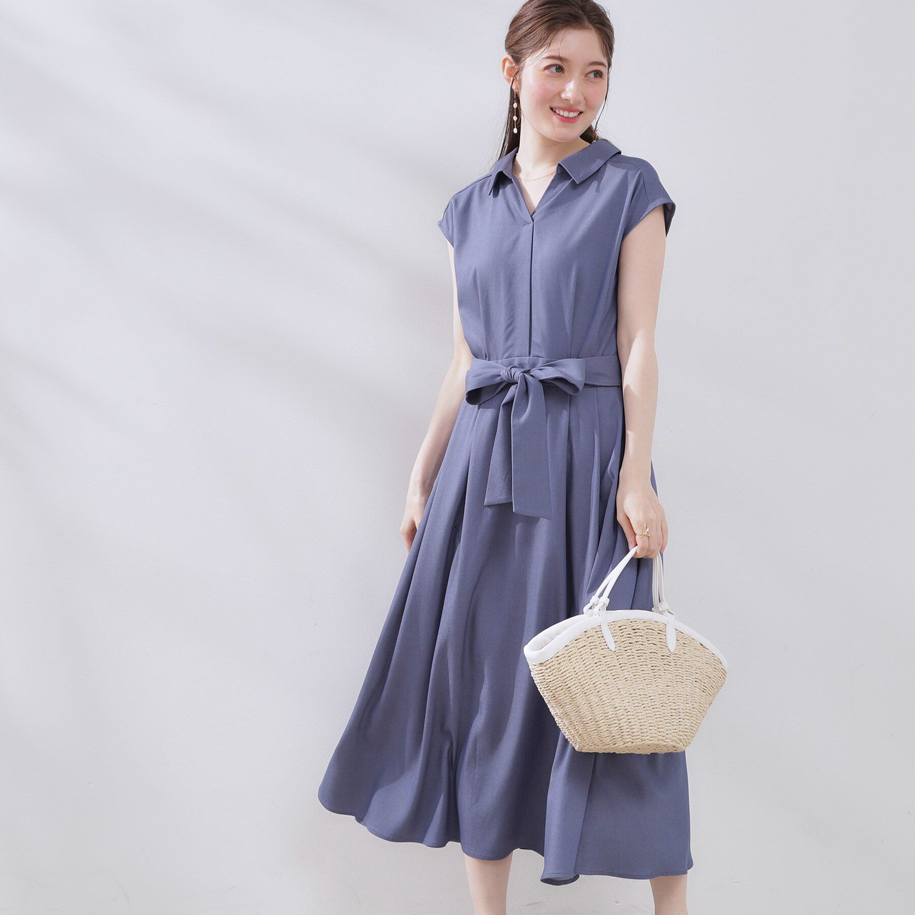 Couture broach「【美シルエット・通勤】シャンブレーシャツワンピース」|ワンピース|