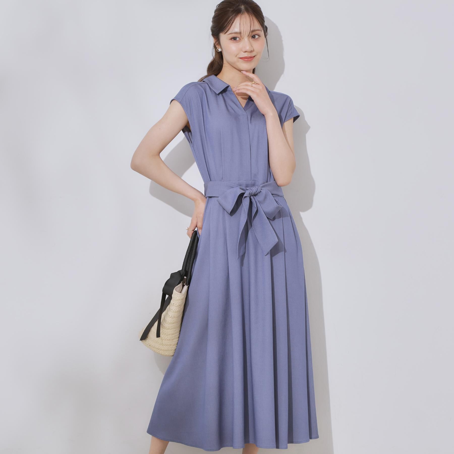 Couture broach「【美シルエット・通勤】シャンブレーシャツワンピース」|ワンピース|