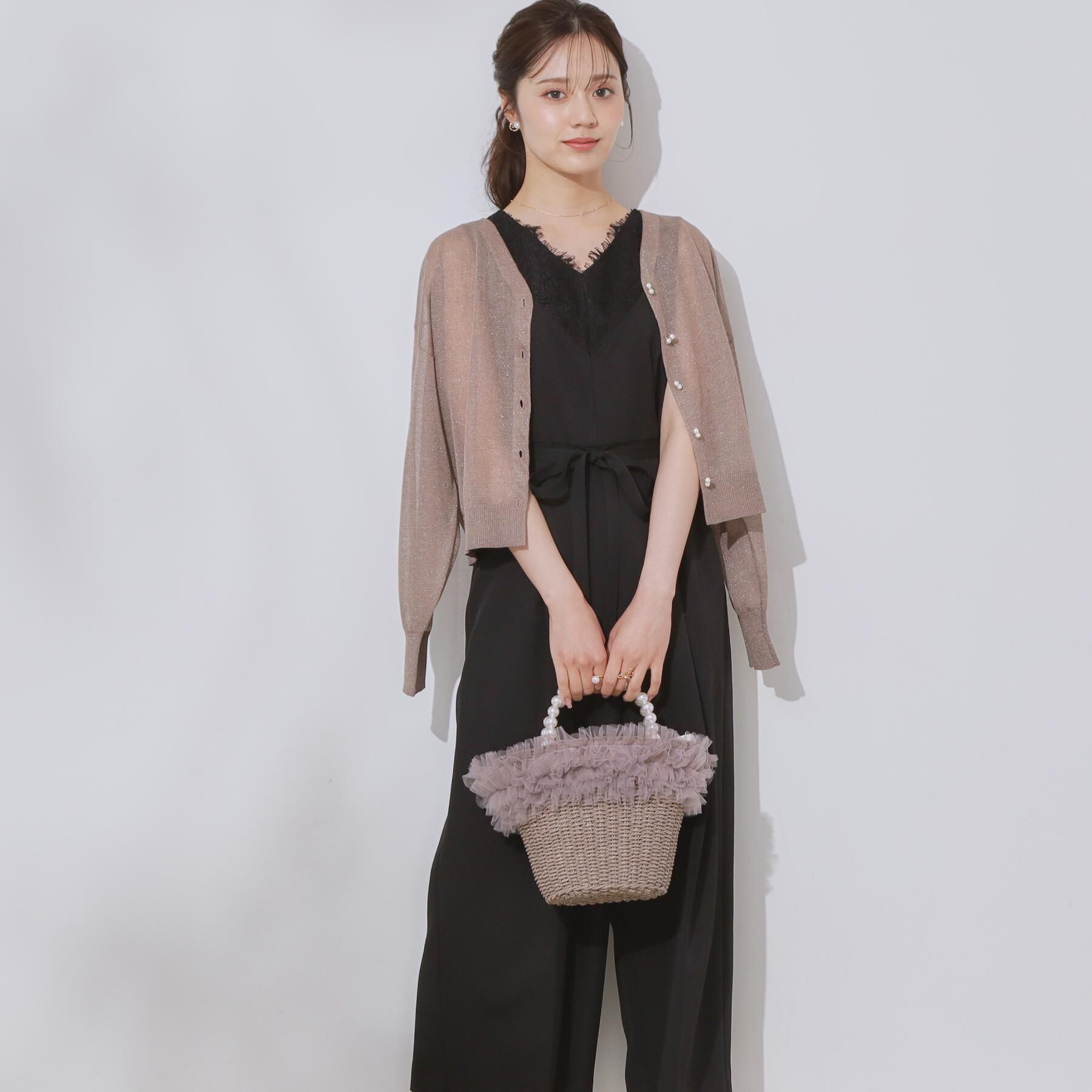 Couture broach「【一枚で着映える】レース切替デザインオールインワン」|オールインワン|