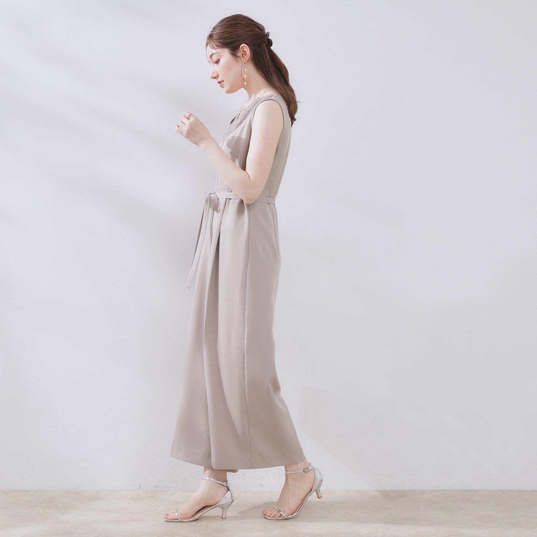 Couture broach「【一枚で着映える】レース切替デザインオールインワン」|オールインワン|