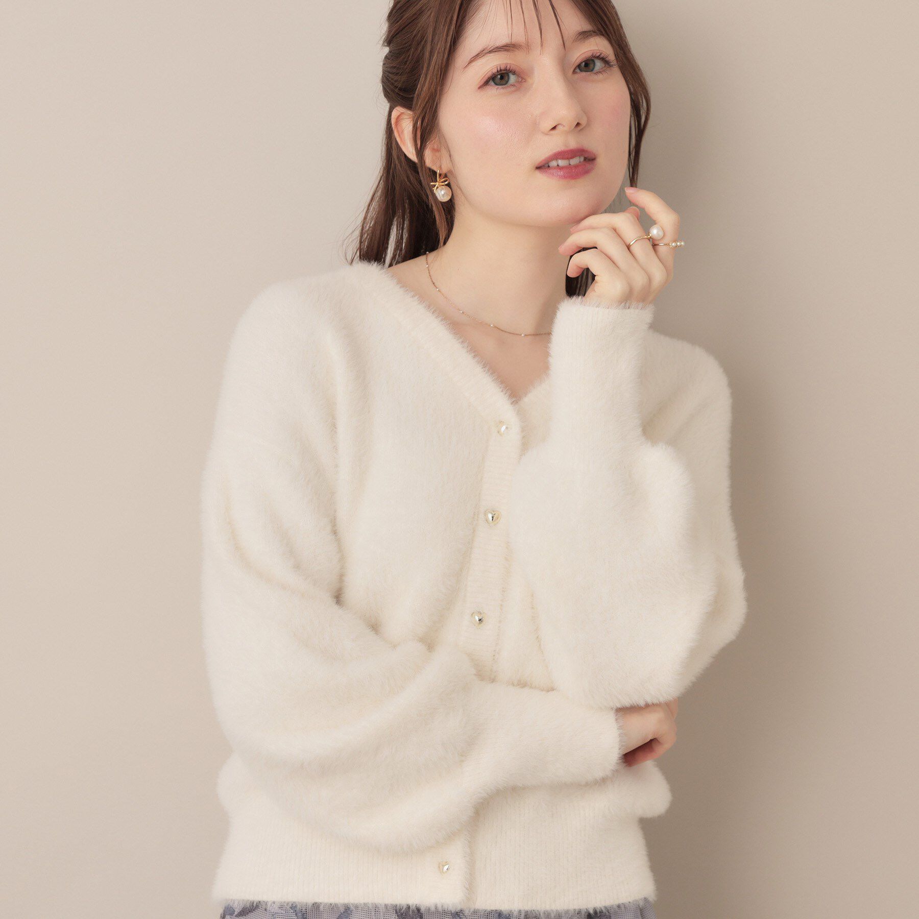 Couture broach「【ふわふわ/前後2WAY】フェザーカーディトップス」|カーディガン|