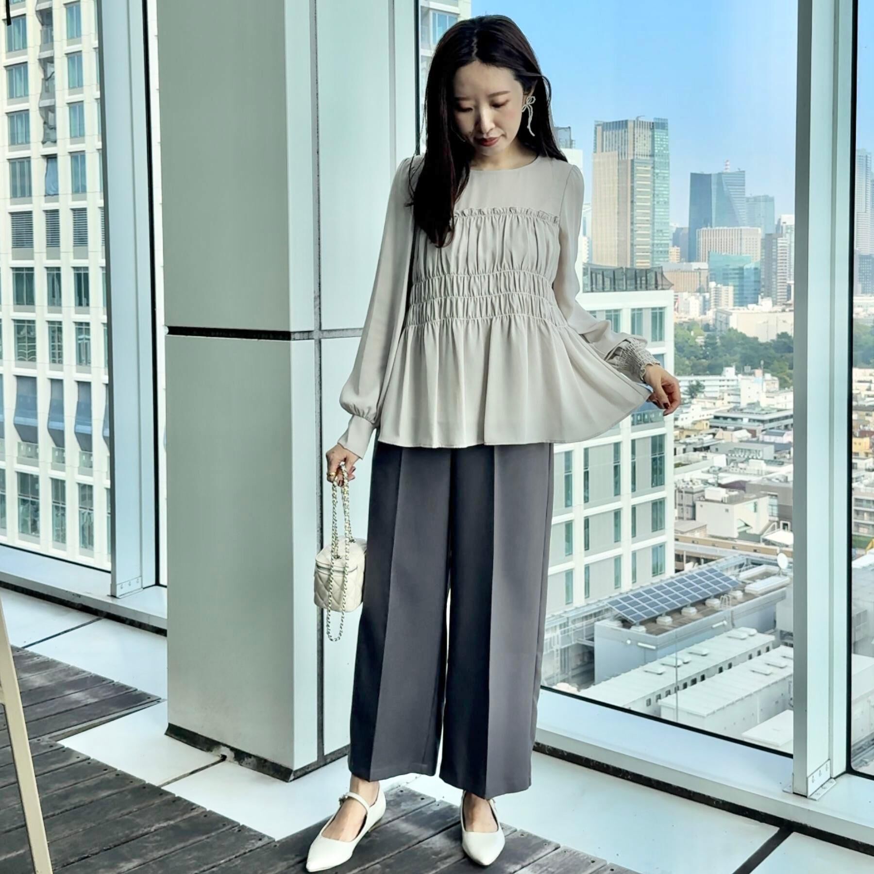 Couture broach「【マシンウォッシャブル・きれいめ・通勤】シャーリングチュニックブラウス」|シャツ・ブラウス|