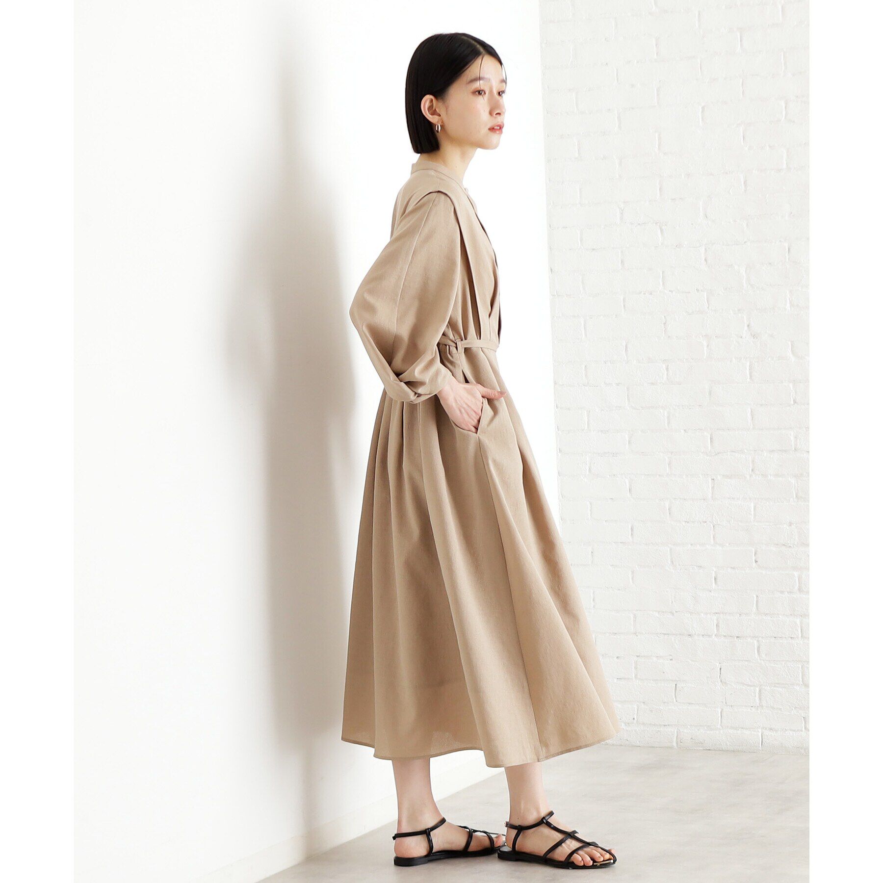 THE SHOP TK「麻調メッシュワンピース【洗える】」|ワンピース|