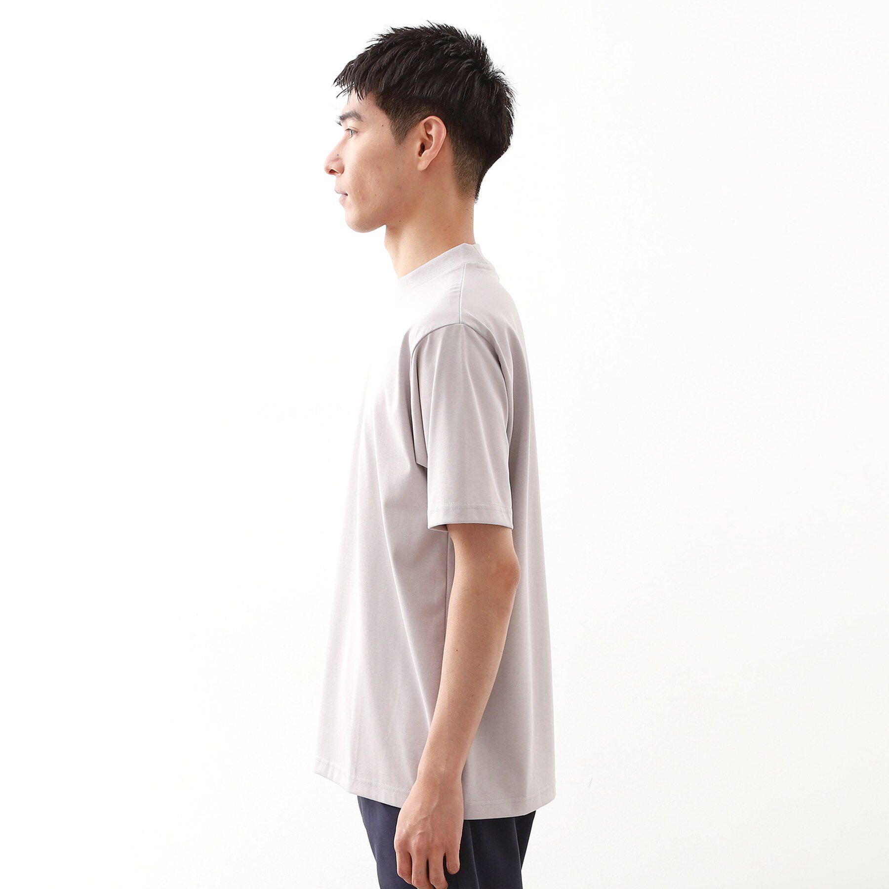 THE SHOP TK「モックネックプレーティング半袖Tシャツ 【接触冷感/洗濯機OK】」|Tシャツ・カットソー|