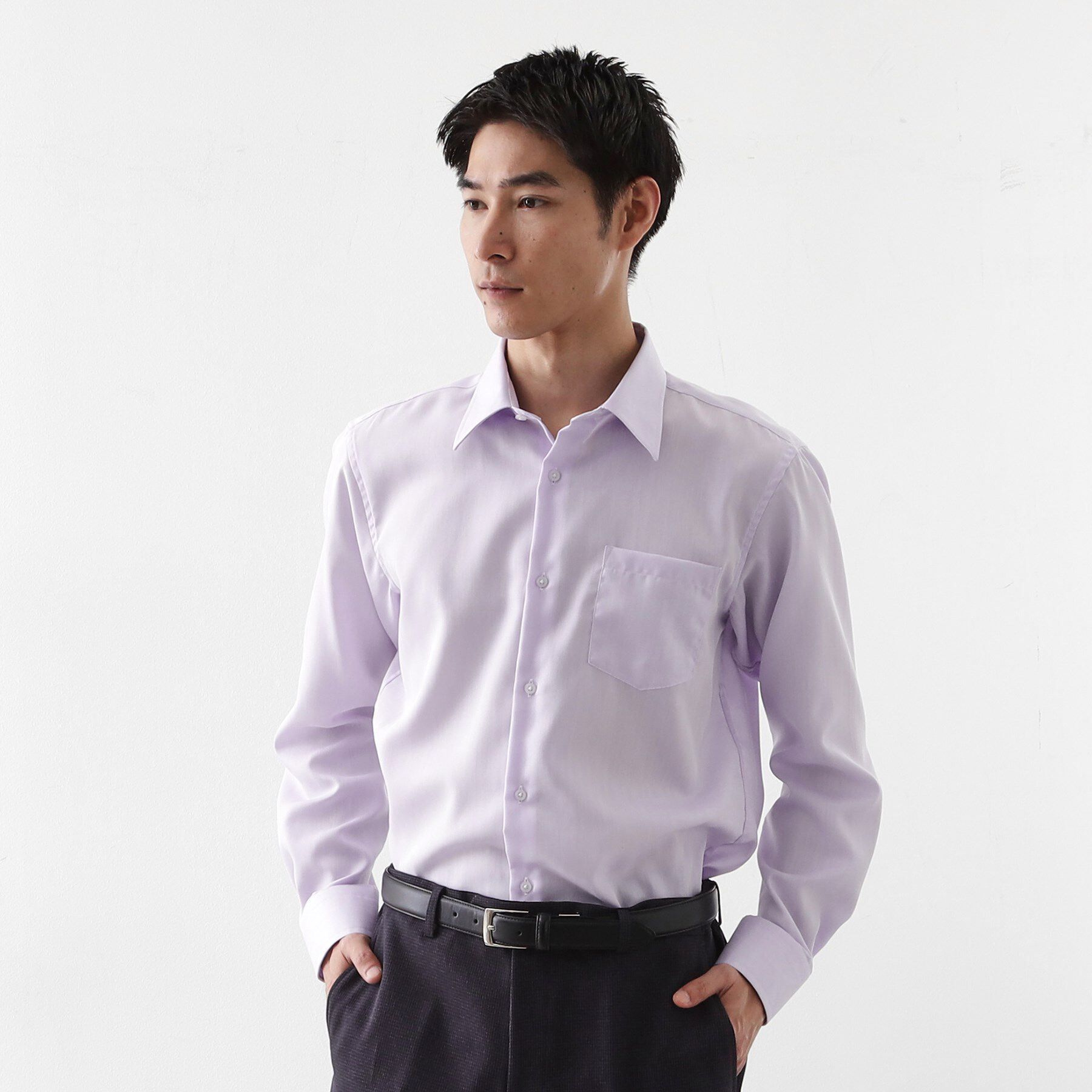 THE SHOP TK「ドレスヘリンボーンシャツ」|シャツ・ブラウス|ラベンダー(080)