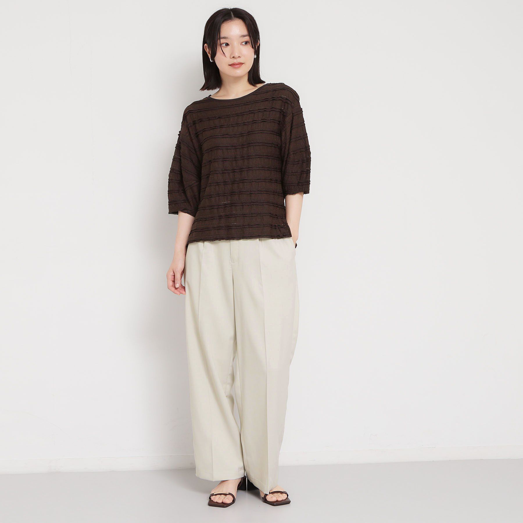 THE SHOP TK「【XS-XL/洗える】オン・オフ問わずきれいに決まる 麻調ワイドパンツ」|その他|