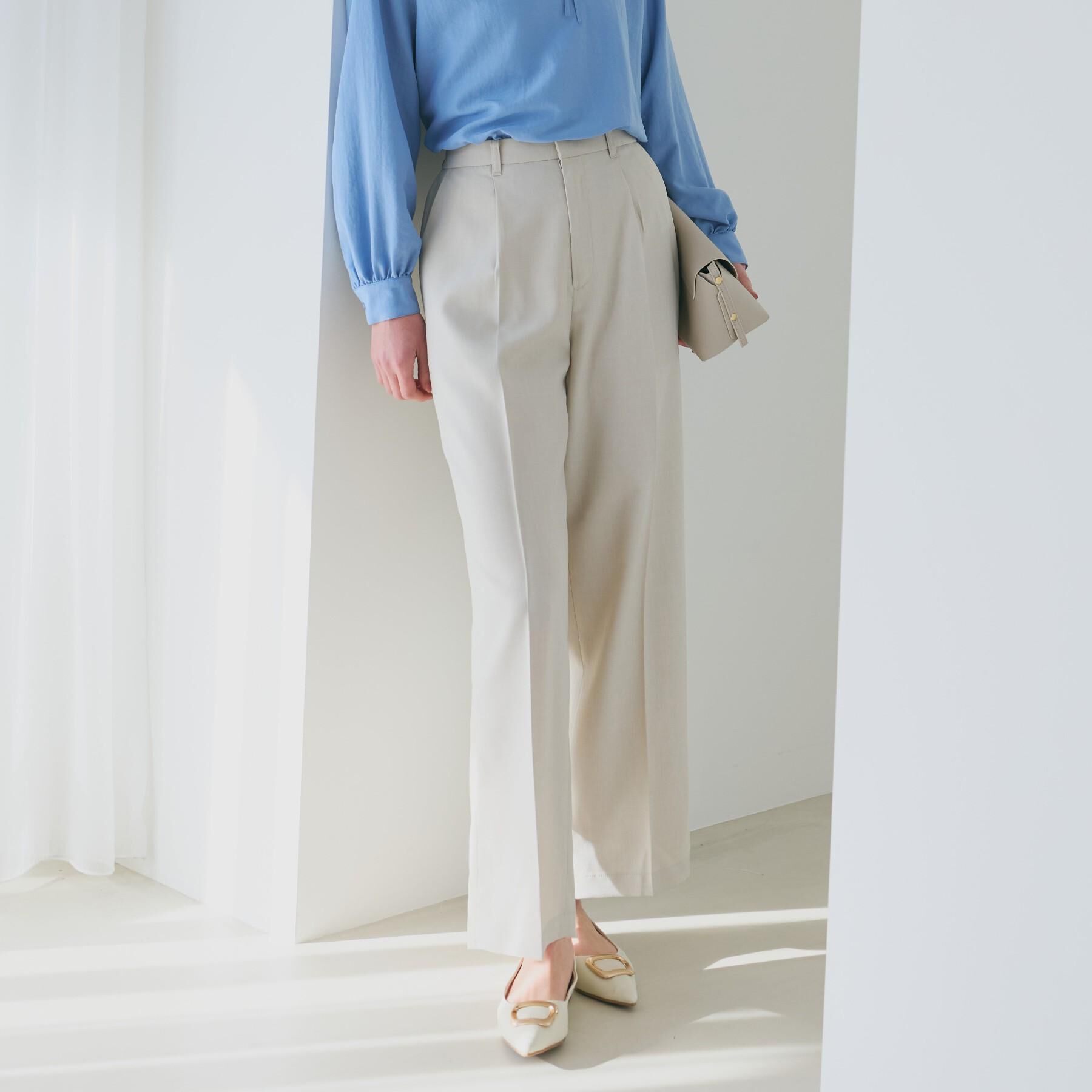 THE SHOP TK「【XS-XL/洗える】オン・オフ問わずきれいに決まる 麻調ワイドパンツ」|その他|