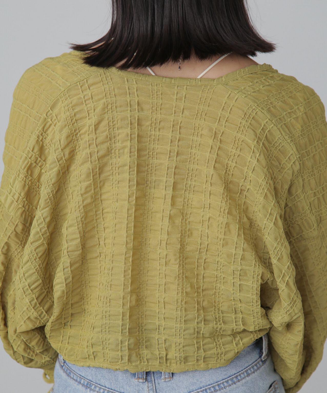  「シアーチェック袖シャーリングボレロ」|Tシャツ・カットソー|