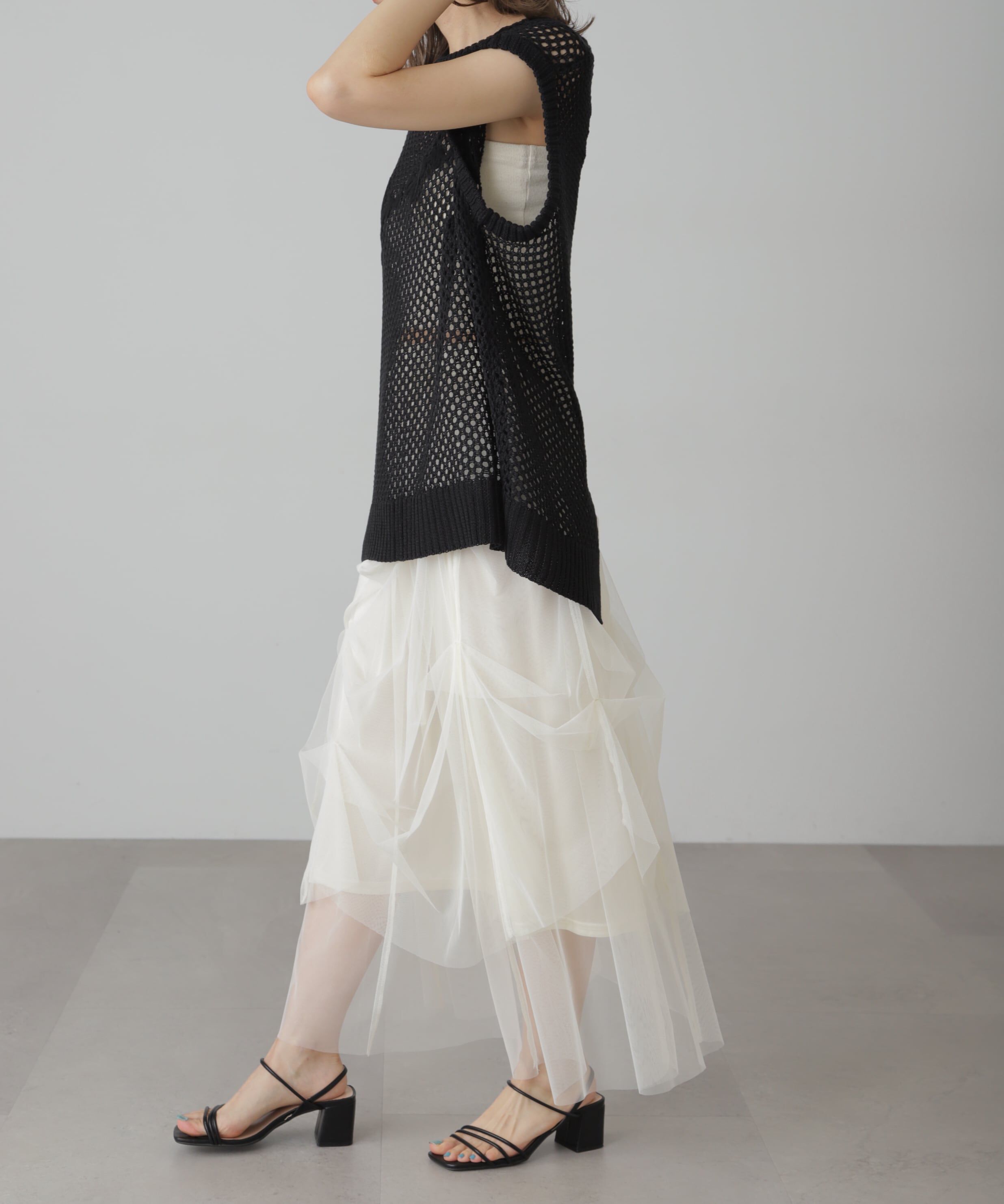  「メッシュロゴニットベスト」|ニット・セーター|