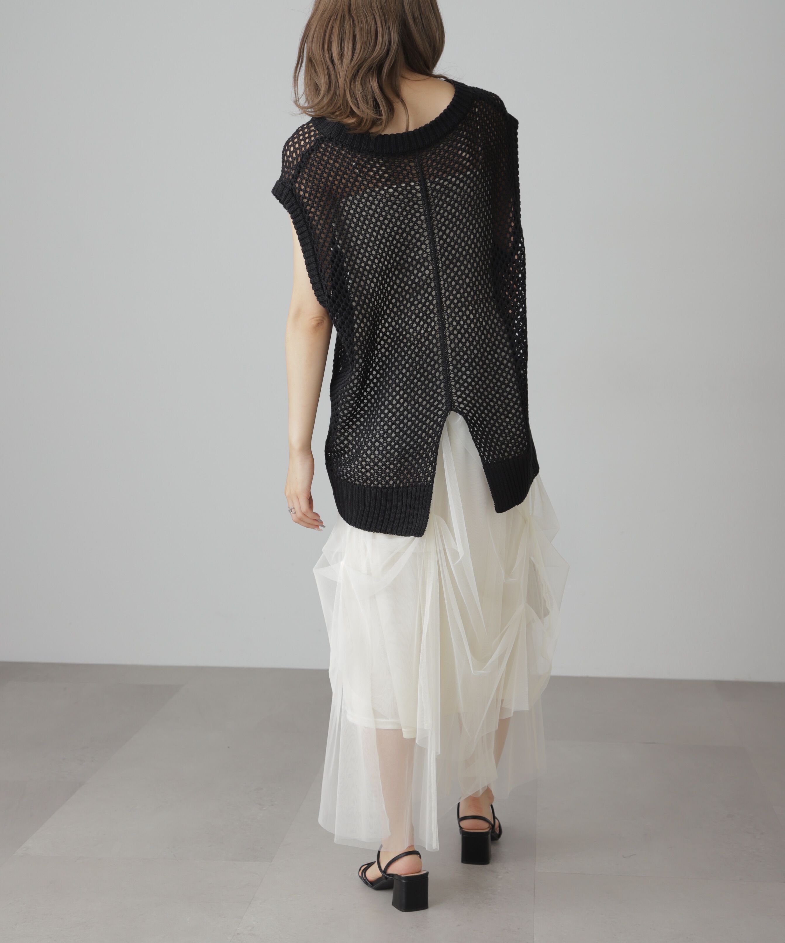  「メッシュロゴニットベスト」|ニット・セーター|
