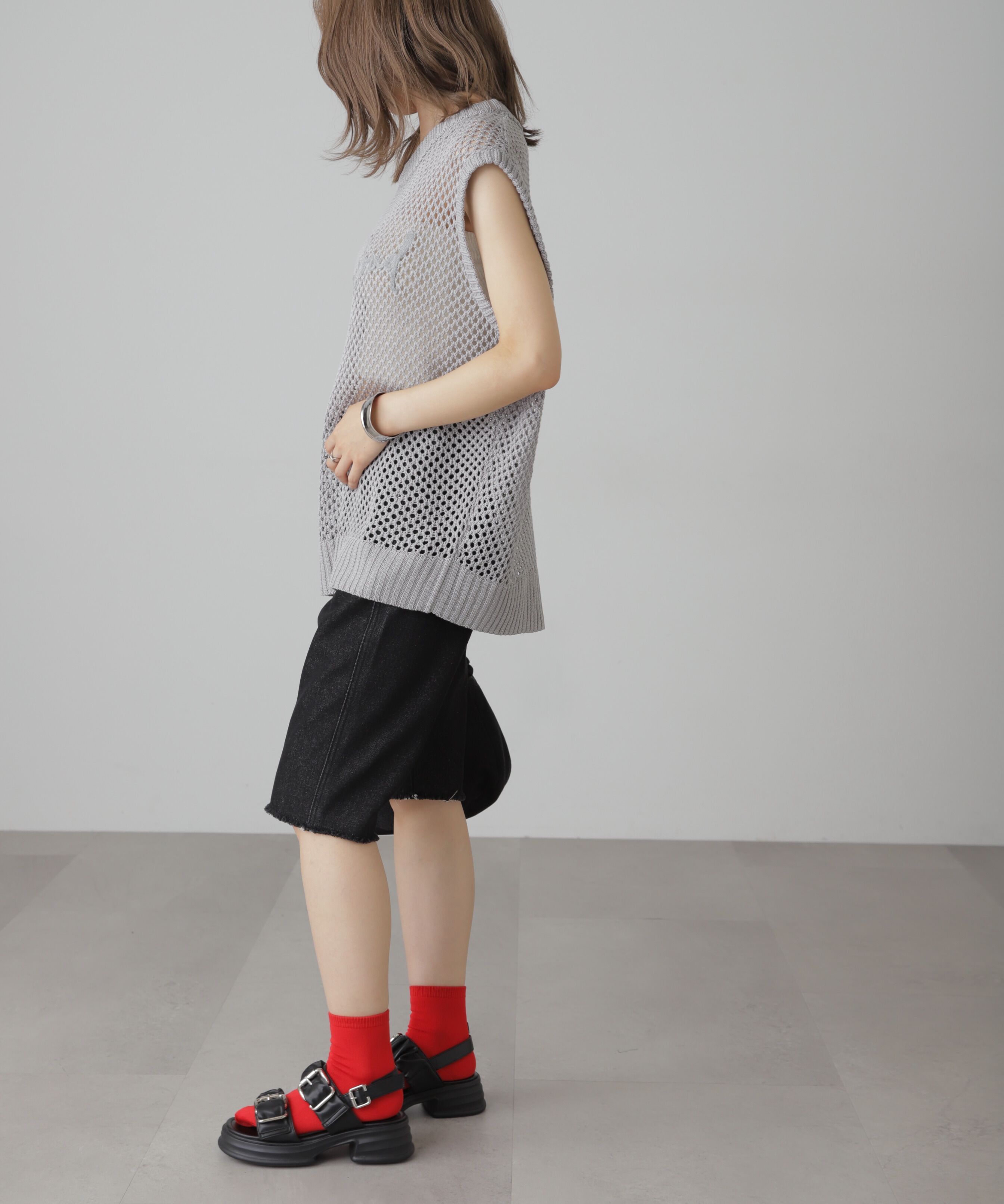  「メッシュロゴニットベスト」|ニット・セーター|