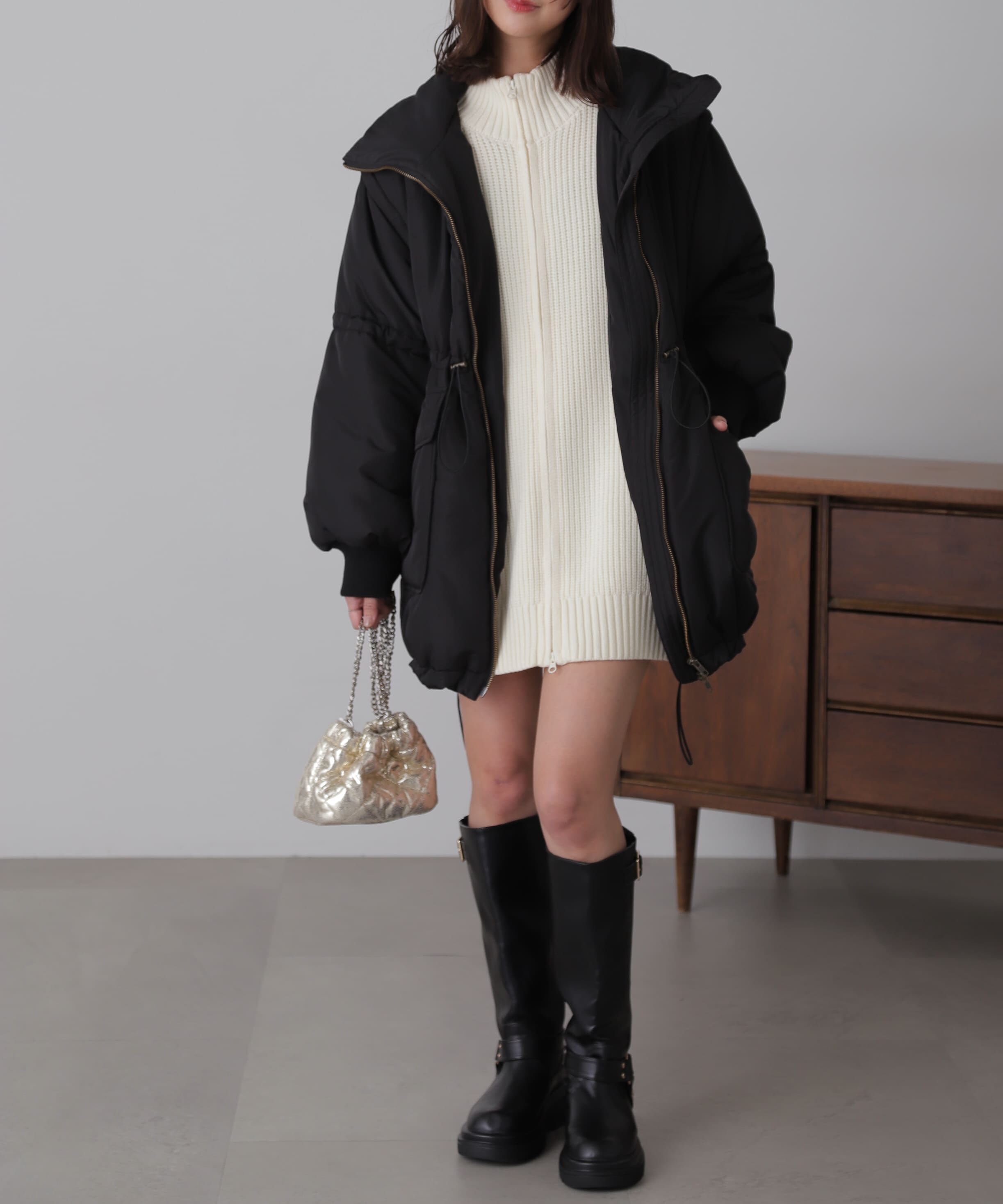  「スタンド中綿ウエストドロストコート」|その他|