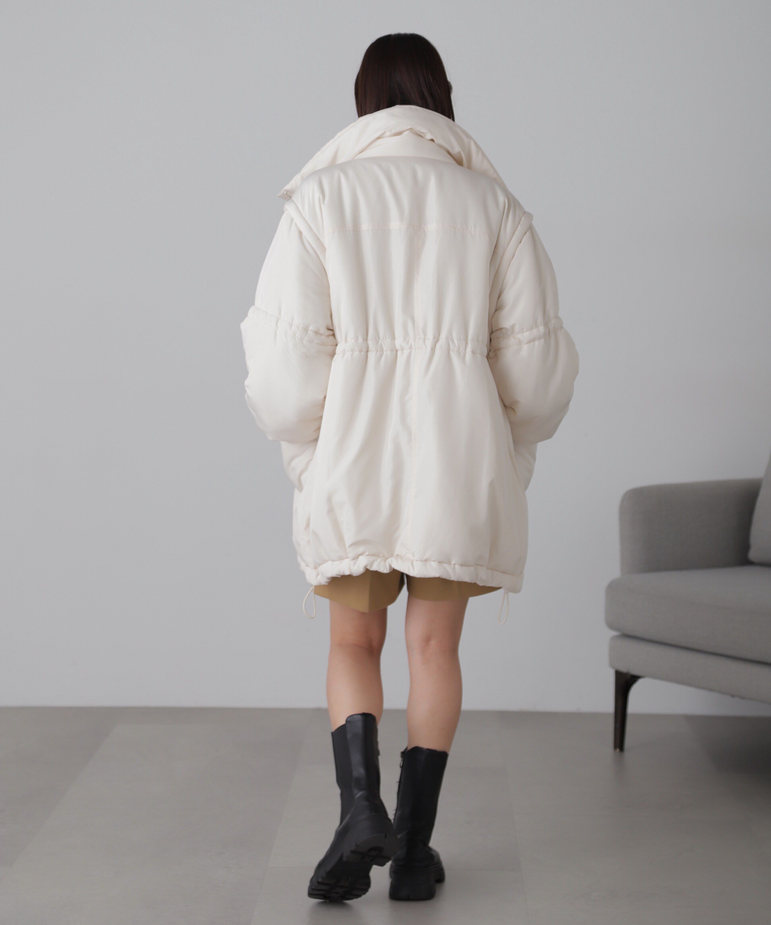  「スタンド中綿ウエストドロストコート」|その他|
