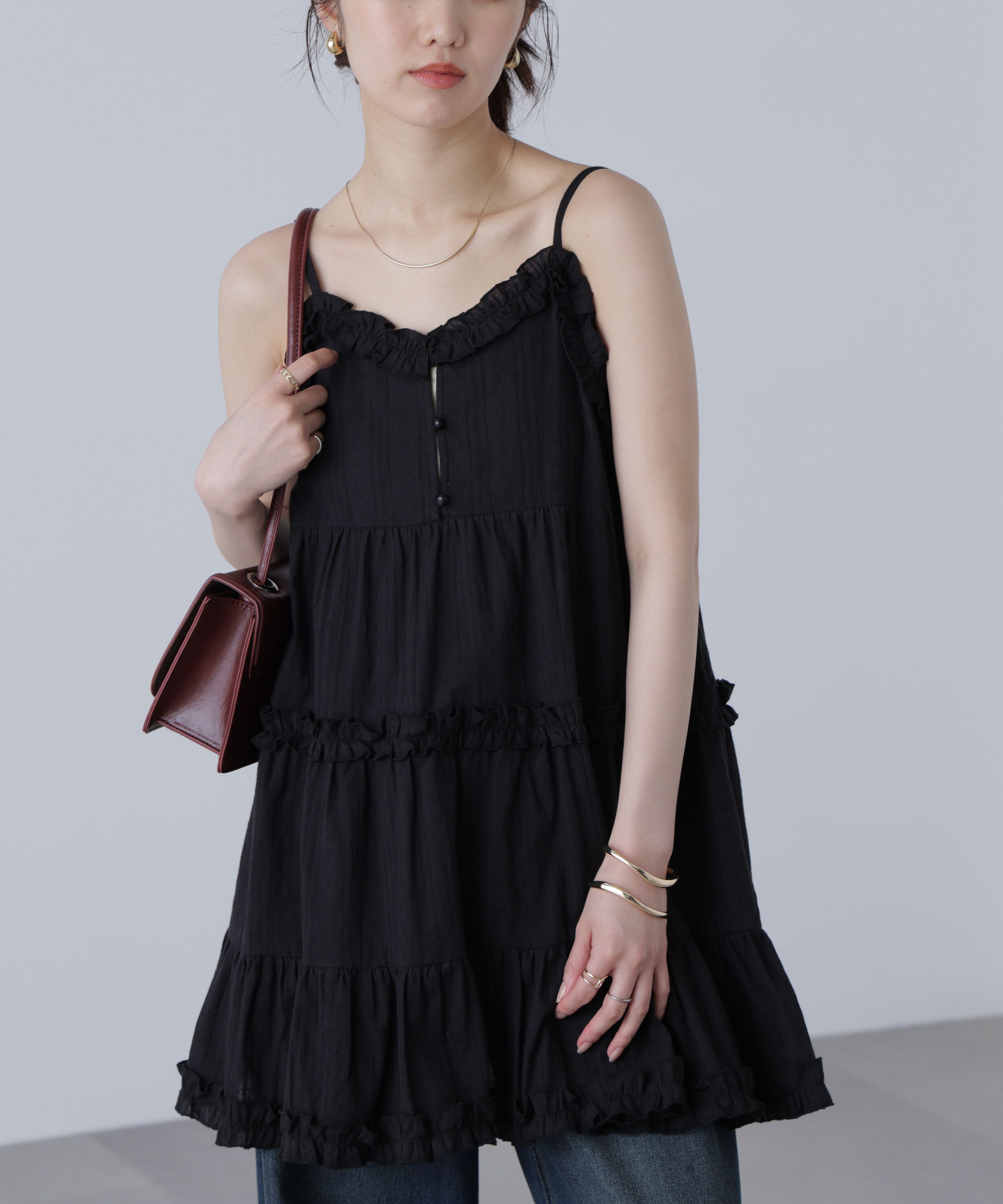  「コットンティアードキャミミニワンピース」|ワンピース|