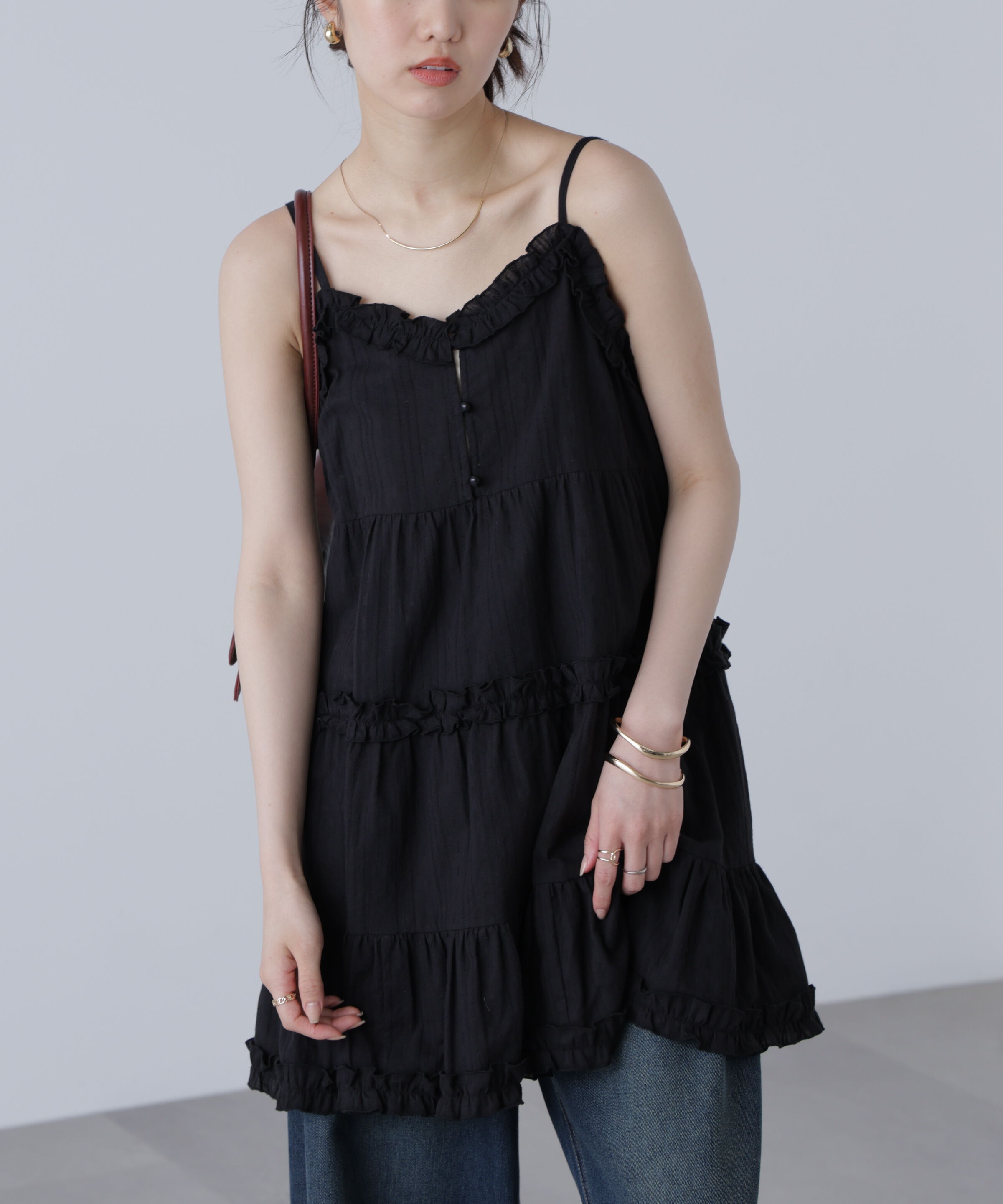  「コットンティアードキャミミニワンピース」|ワンピース|