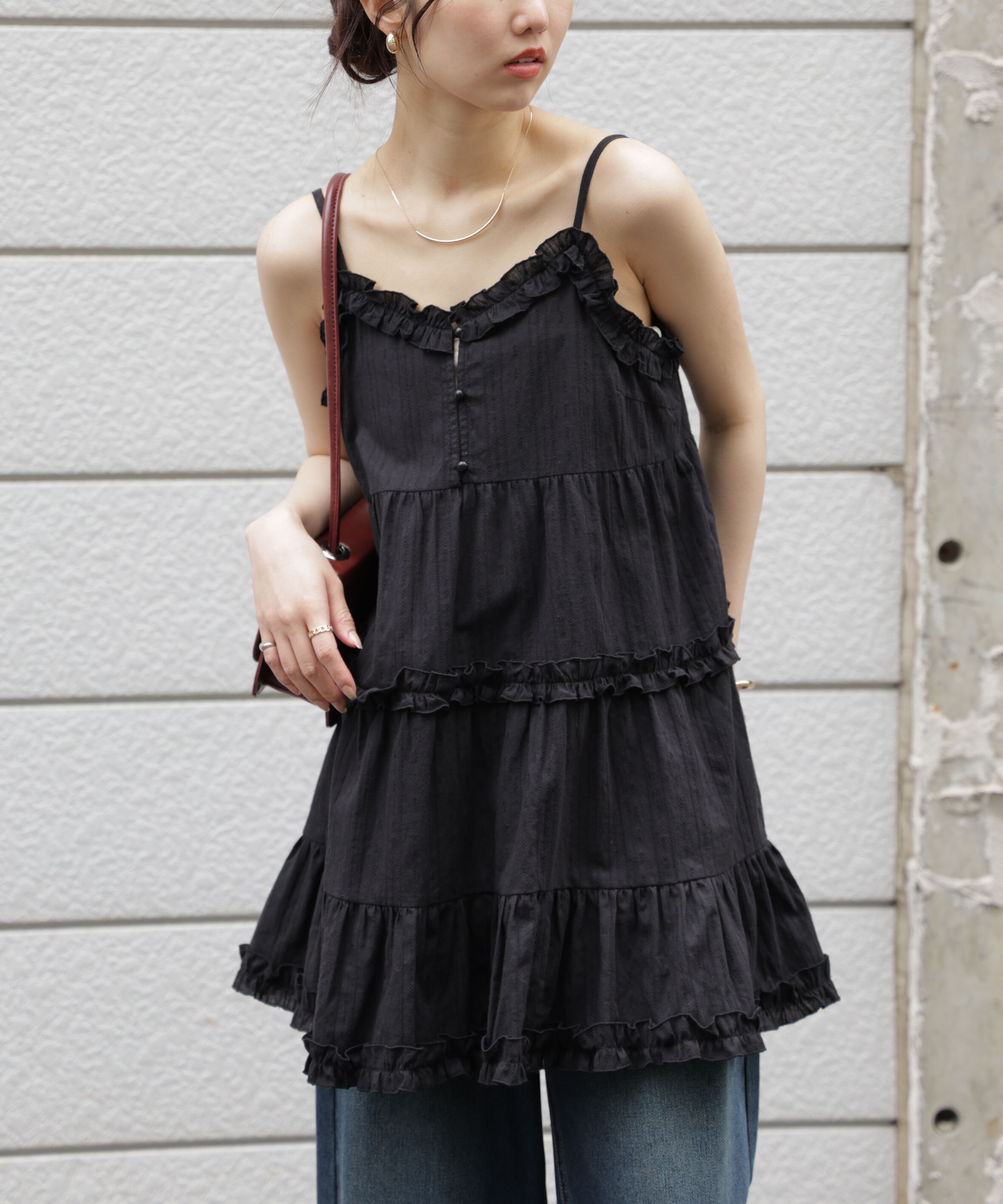  「コットンティアードキャミミニワンピース」|ワンピース|