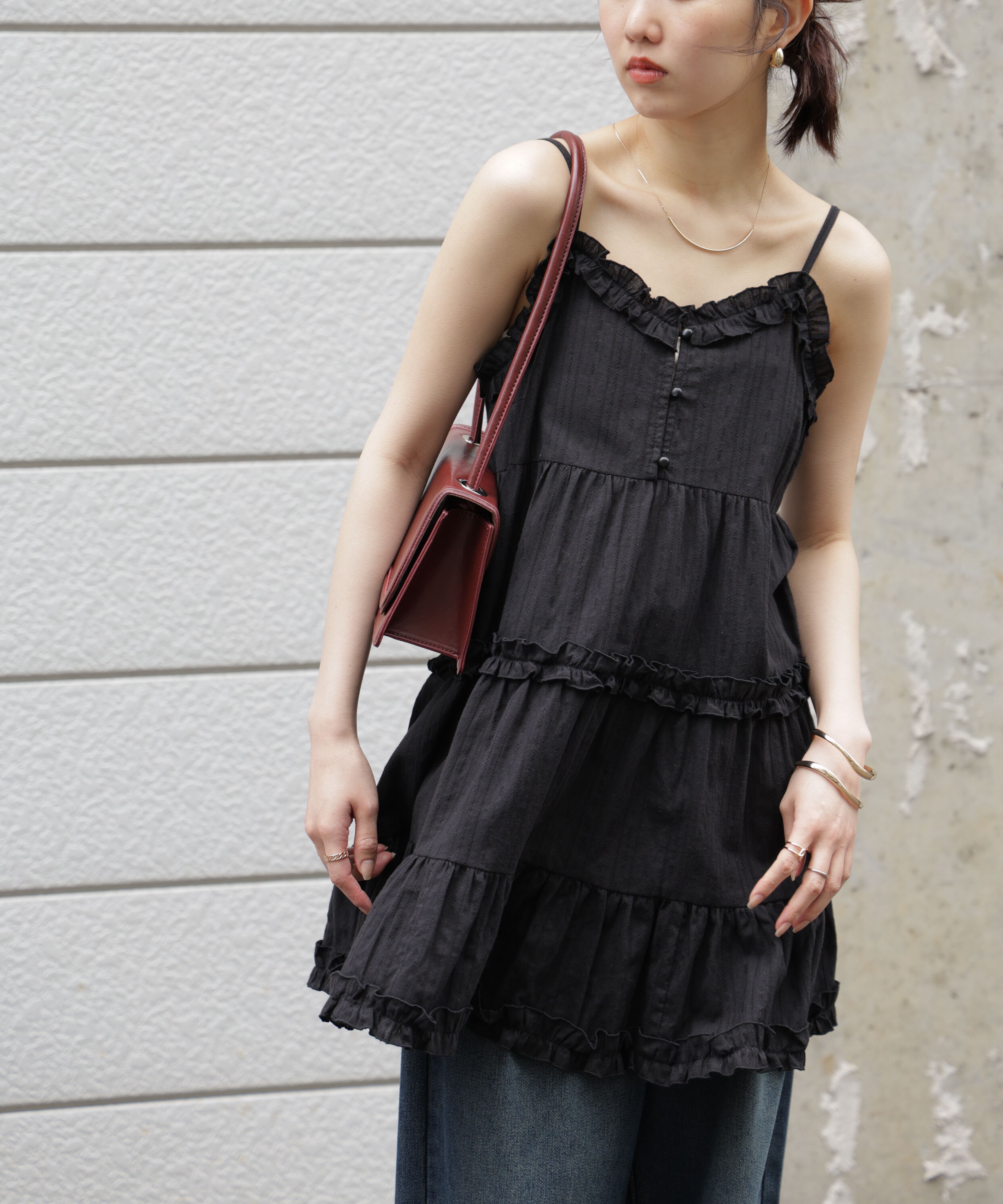  「コットンティアードキャミミニワンピース」|ワンピース|