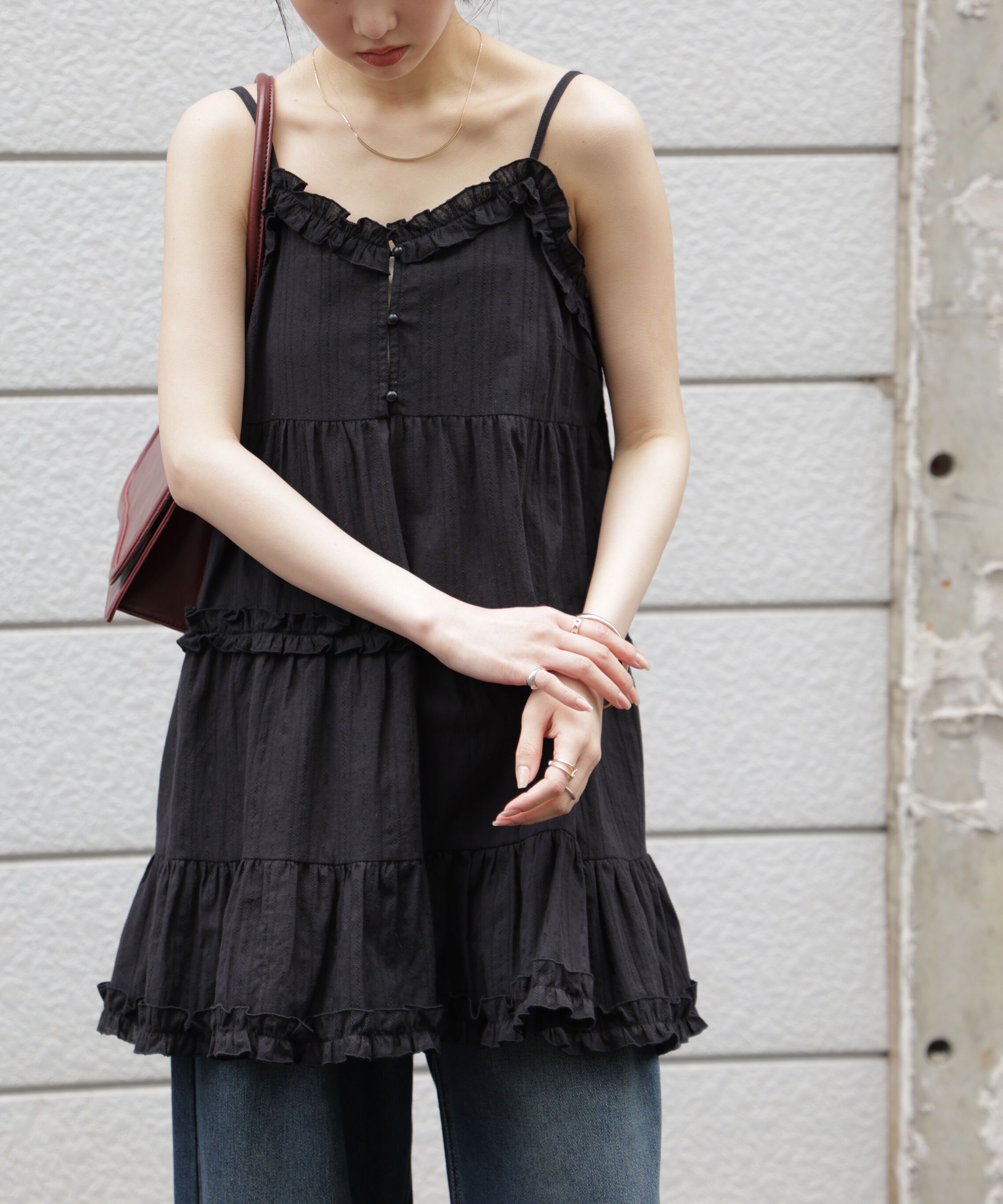  「コットンティアードキャミミニワンピース」|ワンピース|