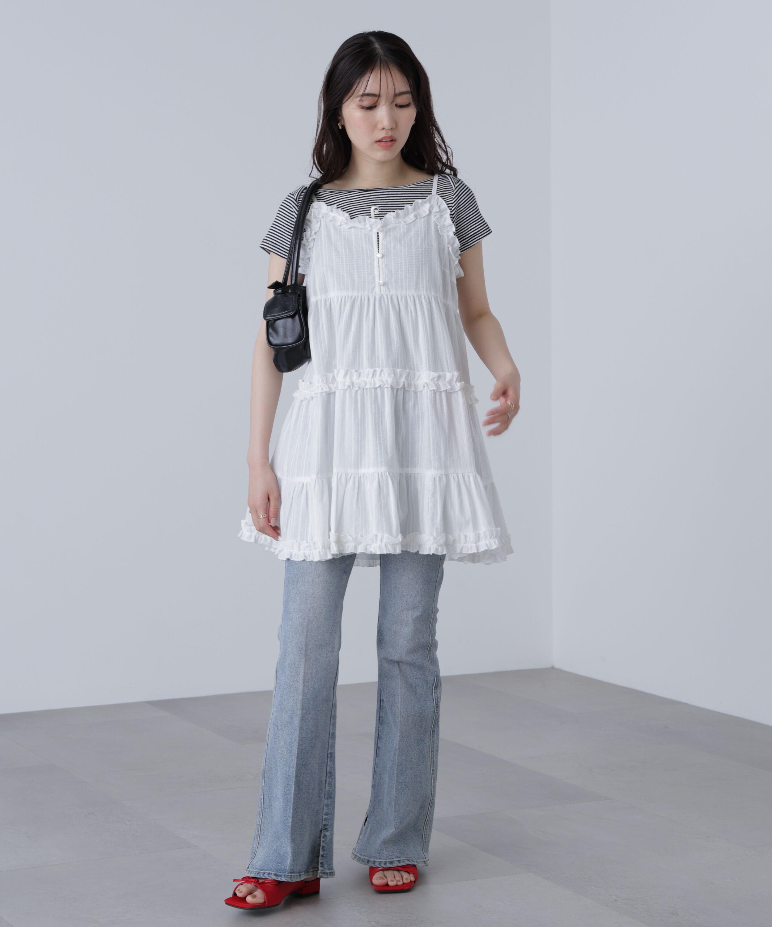  「コットンティアードキャミミニワンピース」|ワンピース|