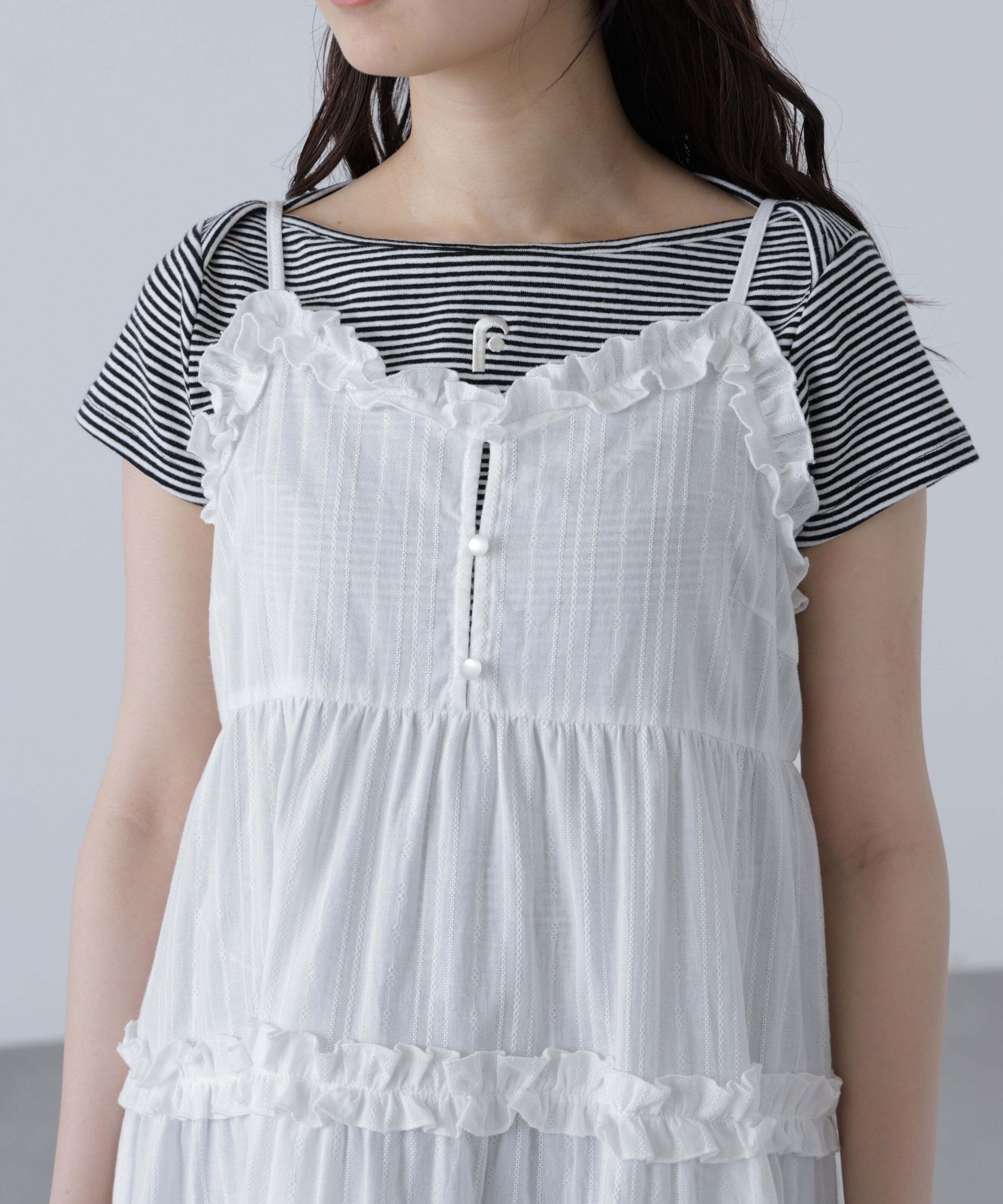  「コットンティアードキャミミニワンピース」|ワンピース|