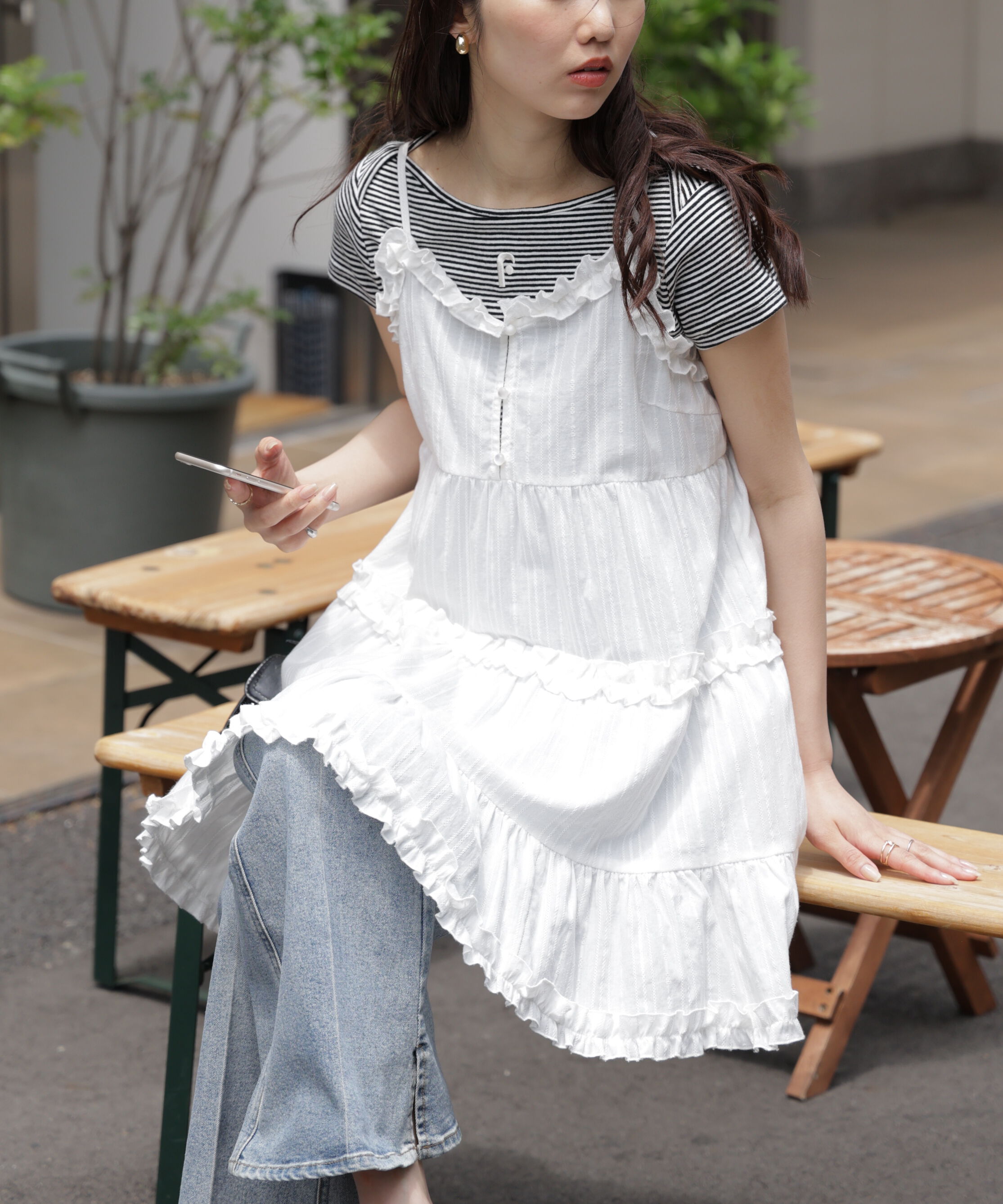  「コットンティアードキャミミニワンピース」|ワンピース|