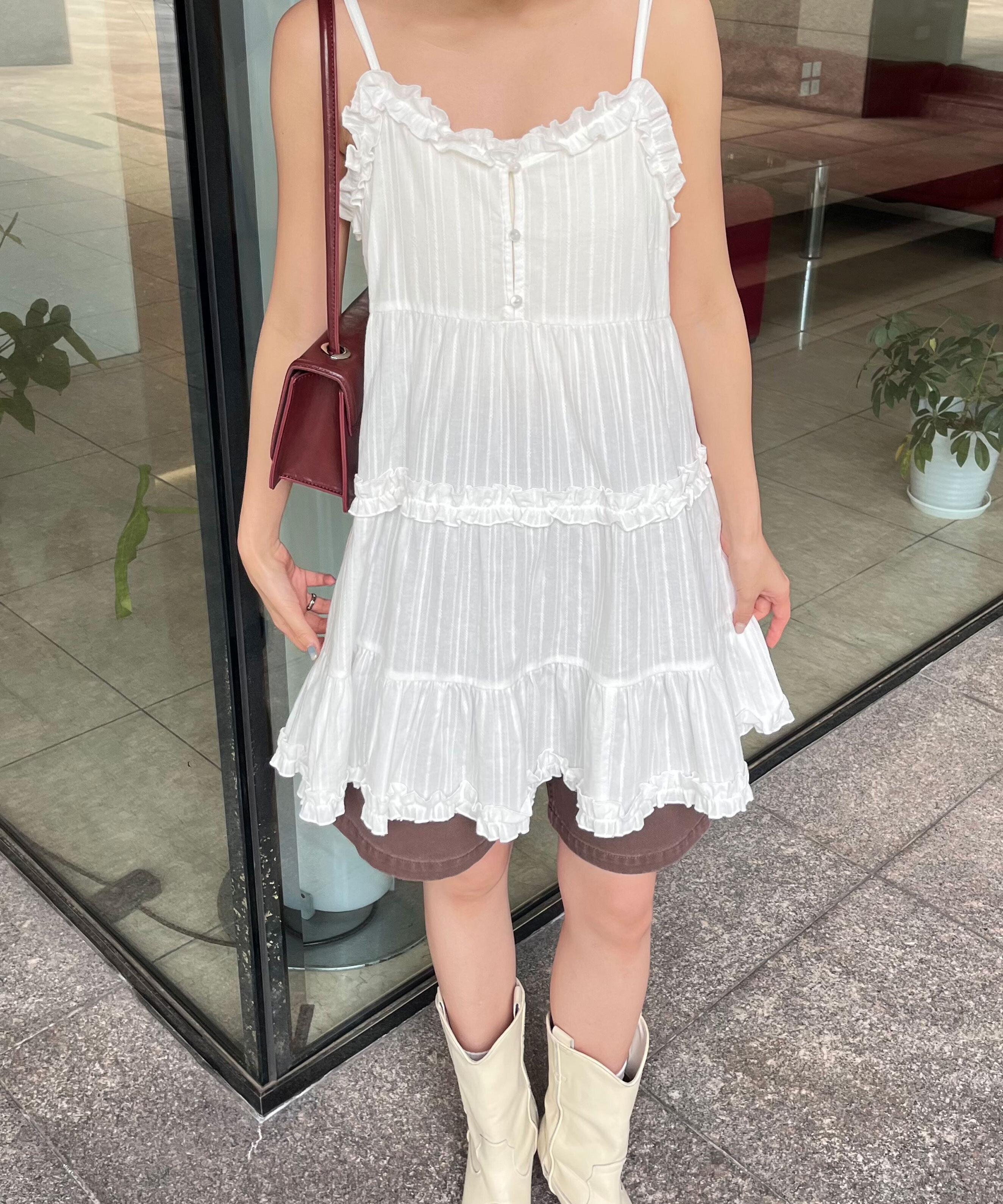  「コットンティアードキャミミニワンピース」|ワンピース|