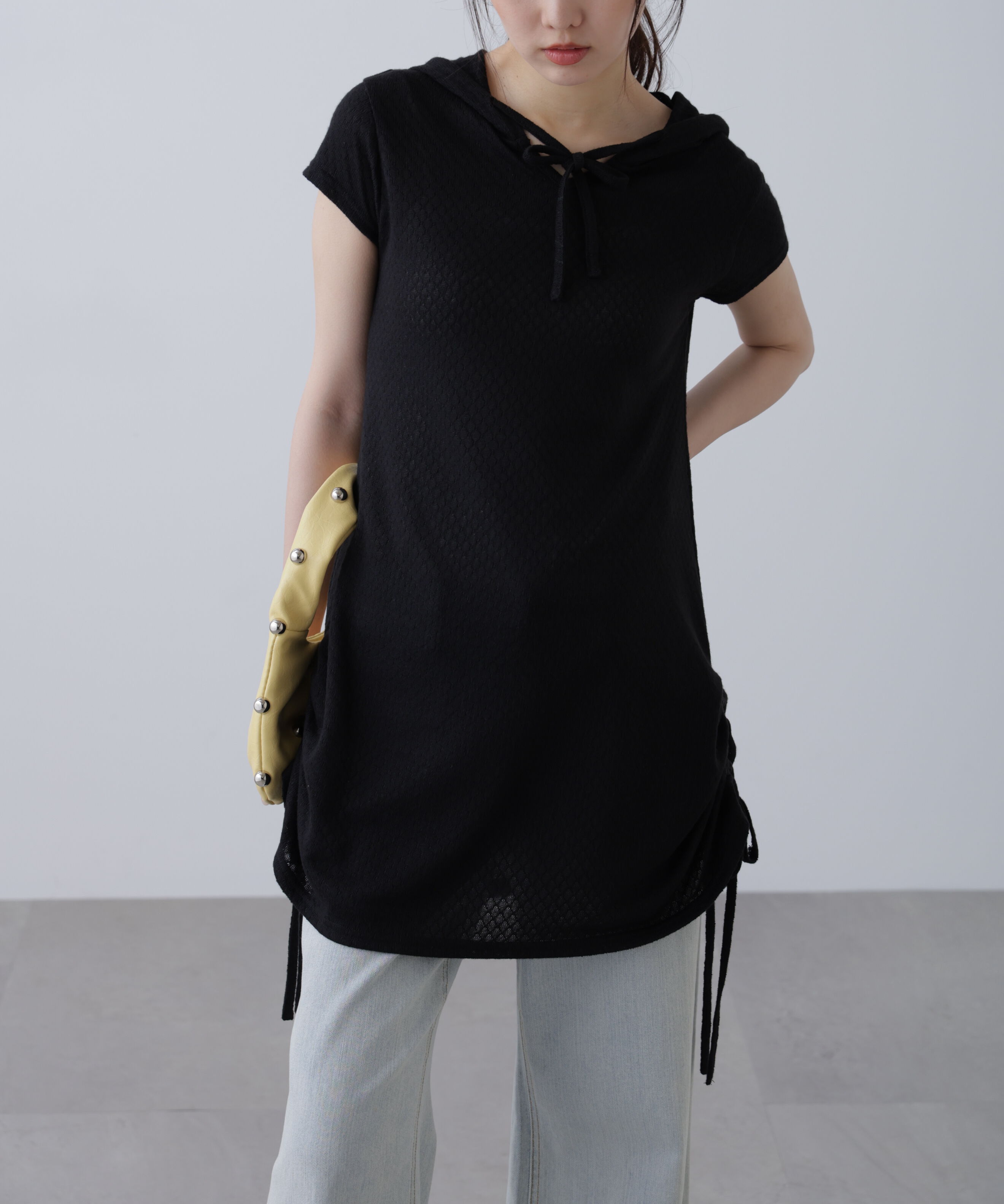  「サイドシャーリングフーディーミニワンピース」|ワンピース|