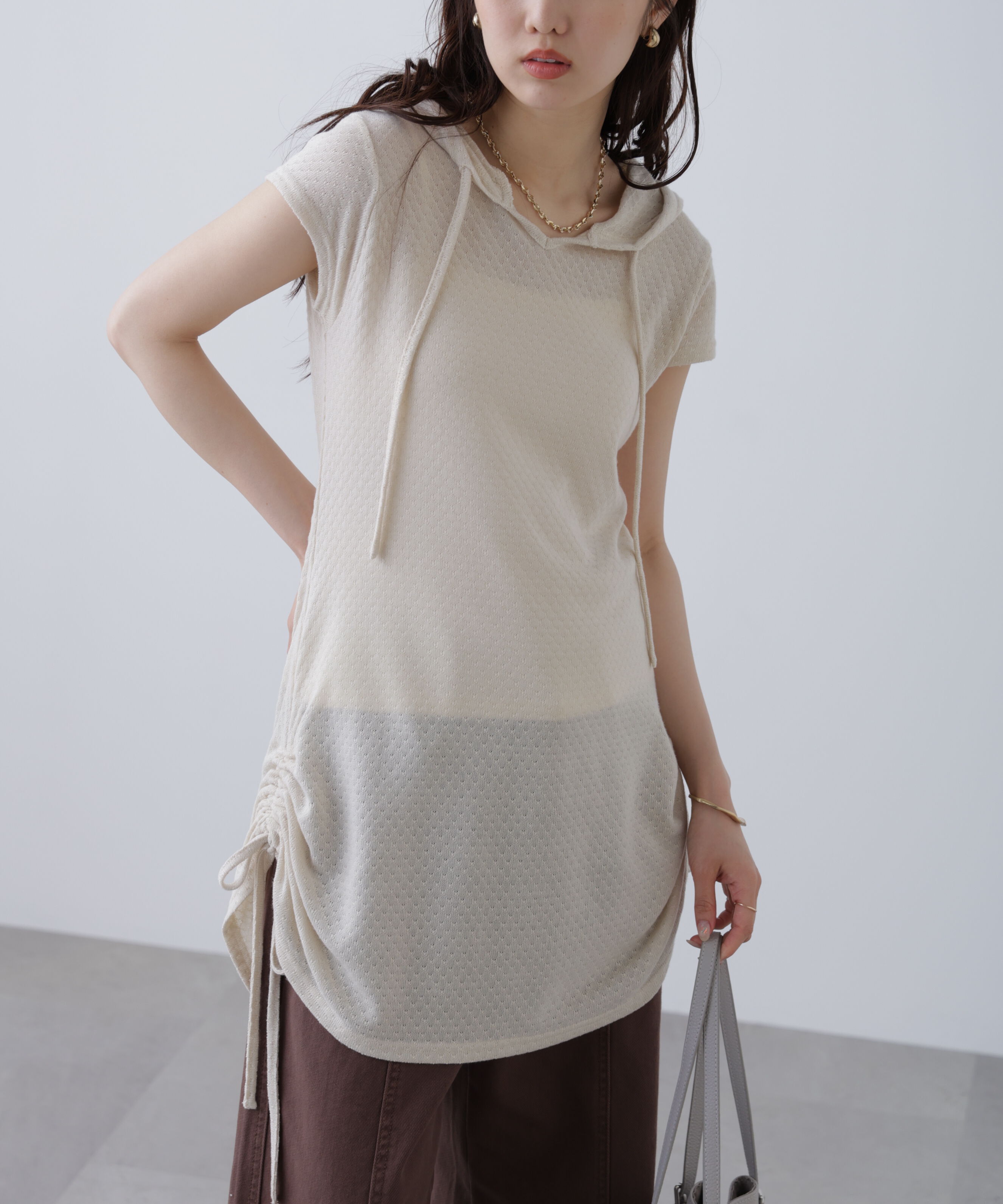  「サイドシャーリングフーディーミニワンピース」|ワンピース|オフ