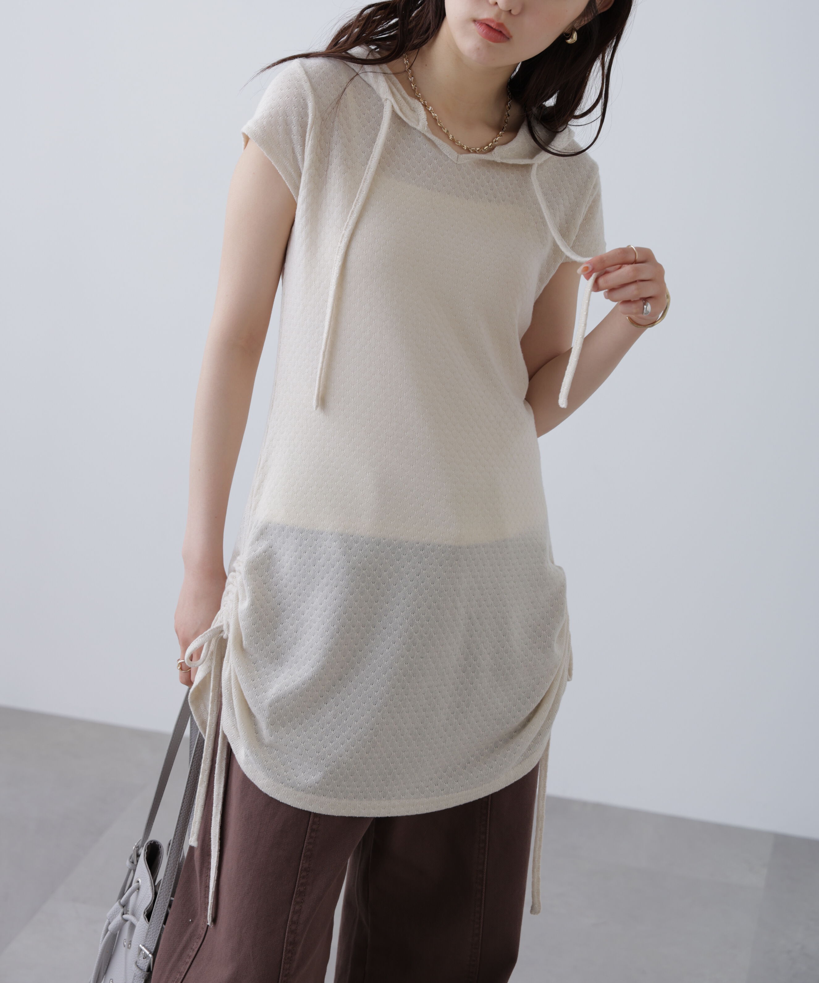  「サイドシャーリングフーディーミニワンピース」|ワンピース|