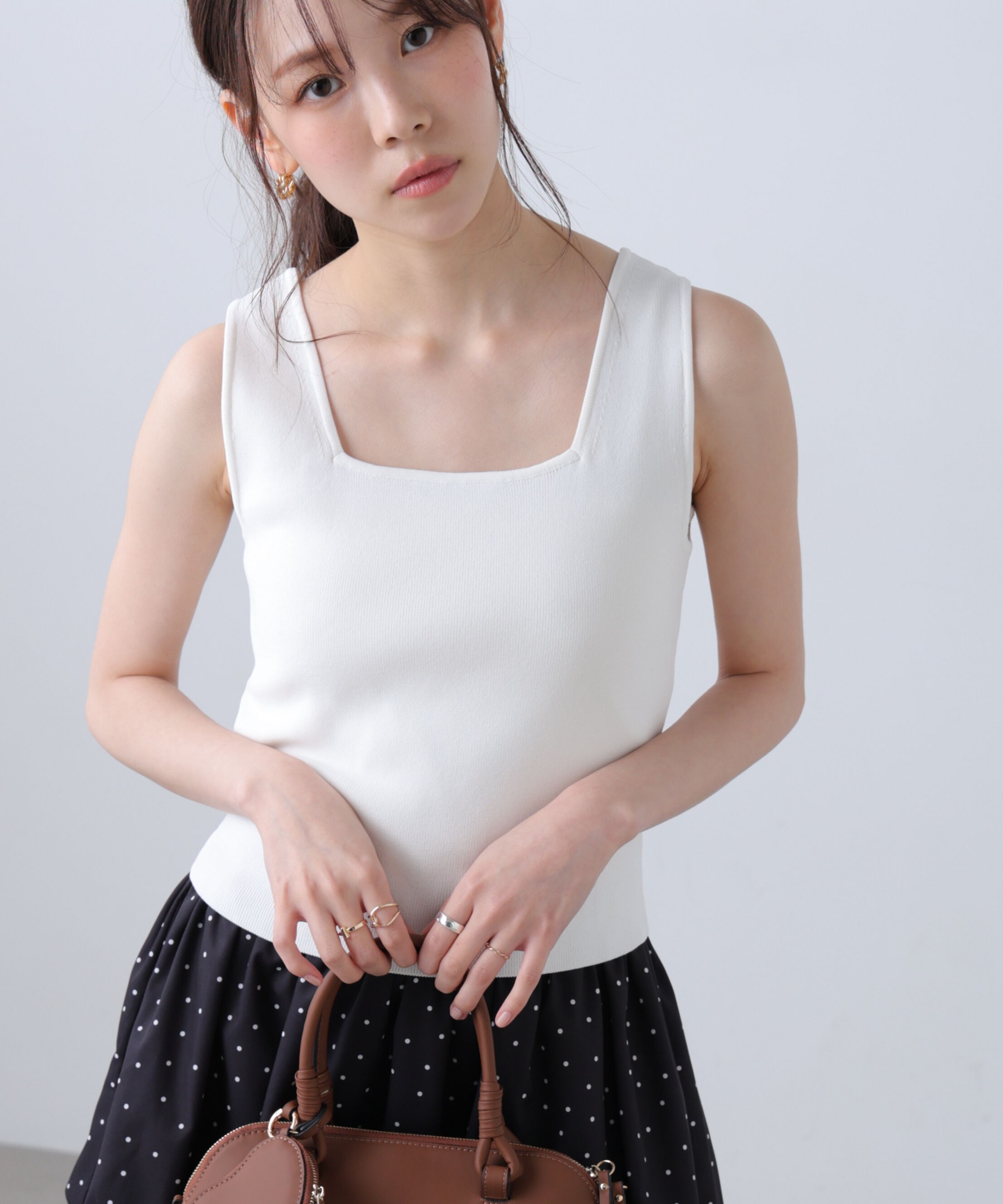  「総針スクエアネックタンクニット」|ニット・セーター|