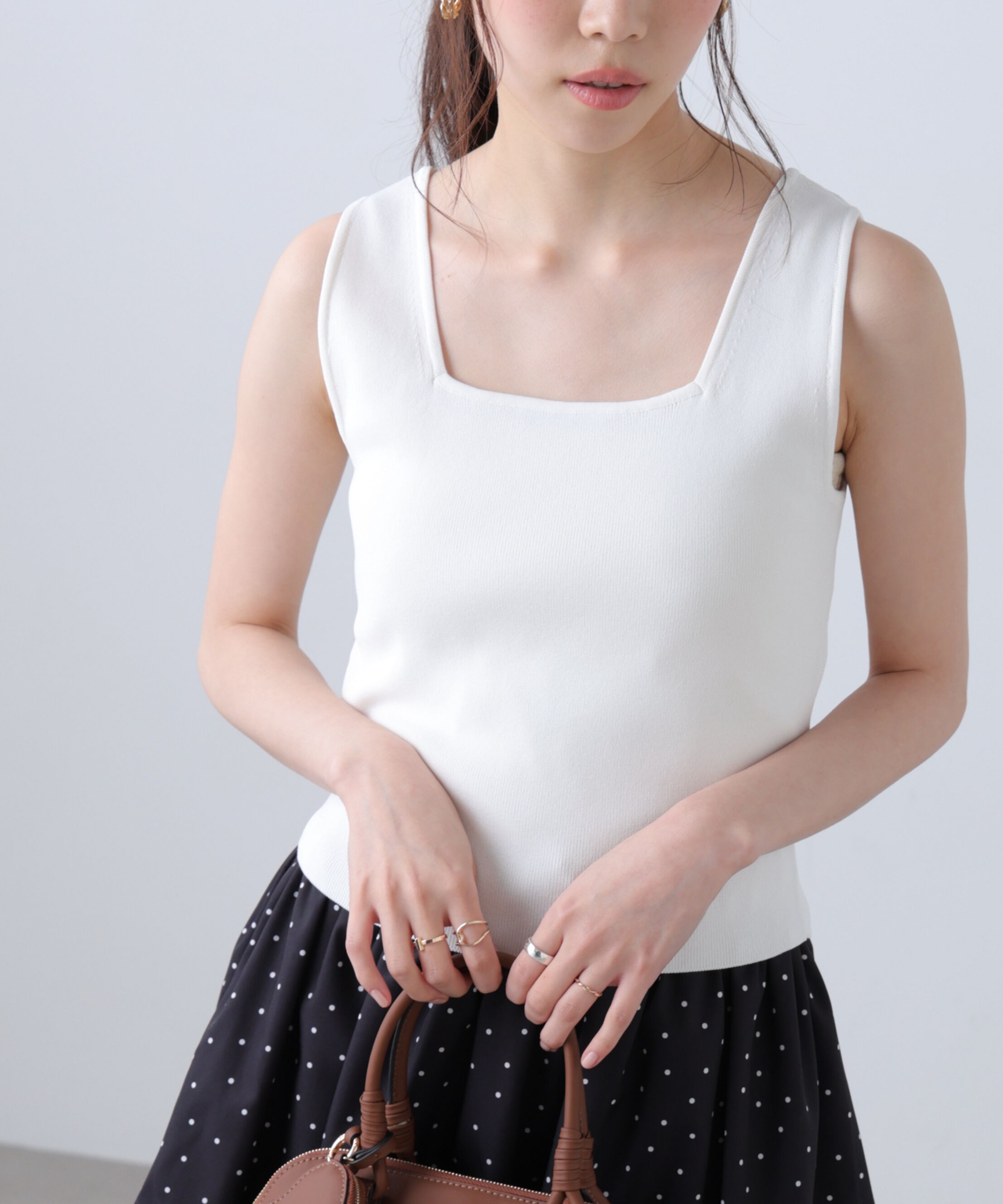  「総針スクエアネックタンクニット」|ニット・セーター|