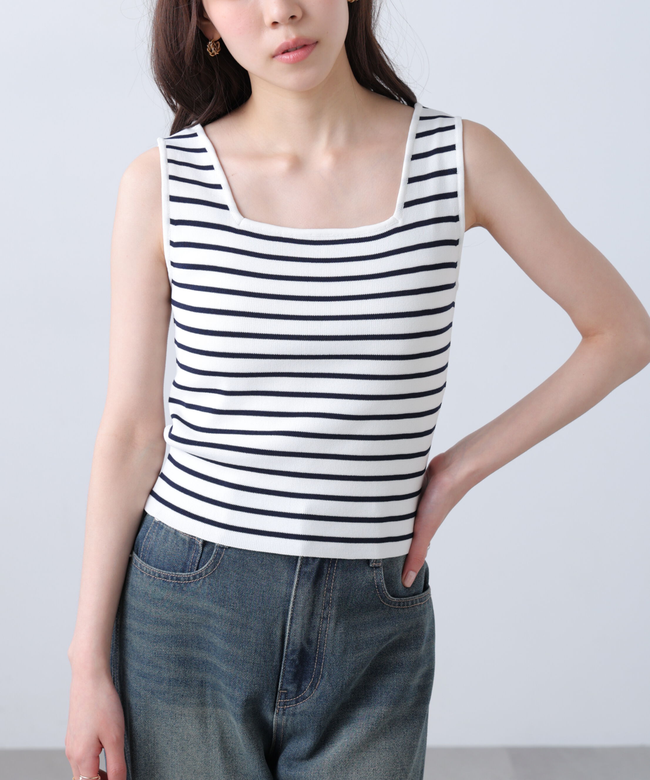  「総針スクエアネックタンクニット」|ニット・セーター|