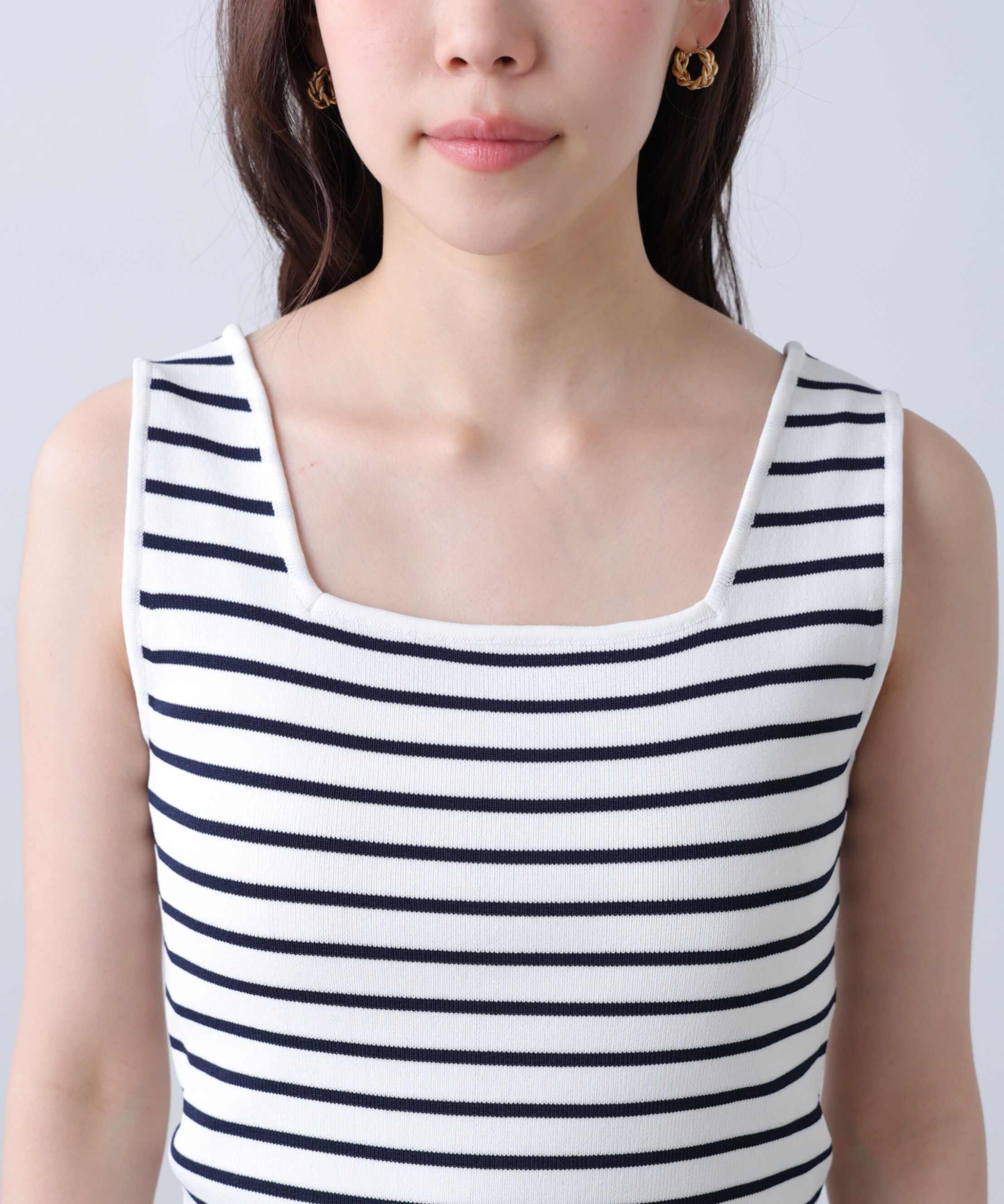  「総針スクエアネックタンクニット」|ニット・セーター|