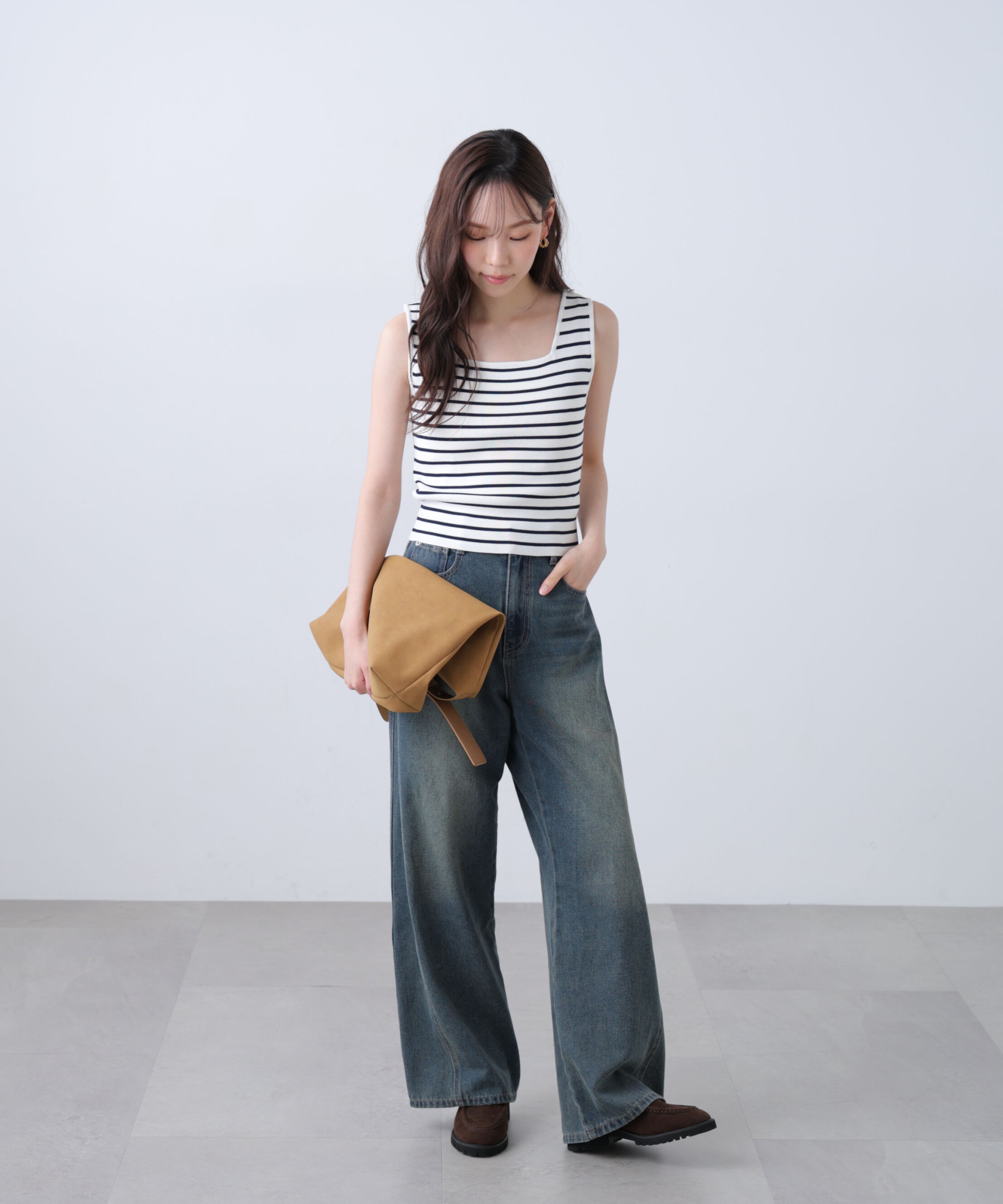  「総針スクエアネックタンクニット」|ニット・セーター|