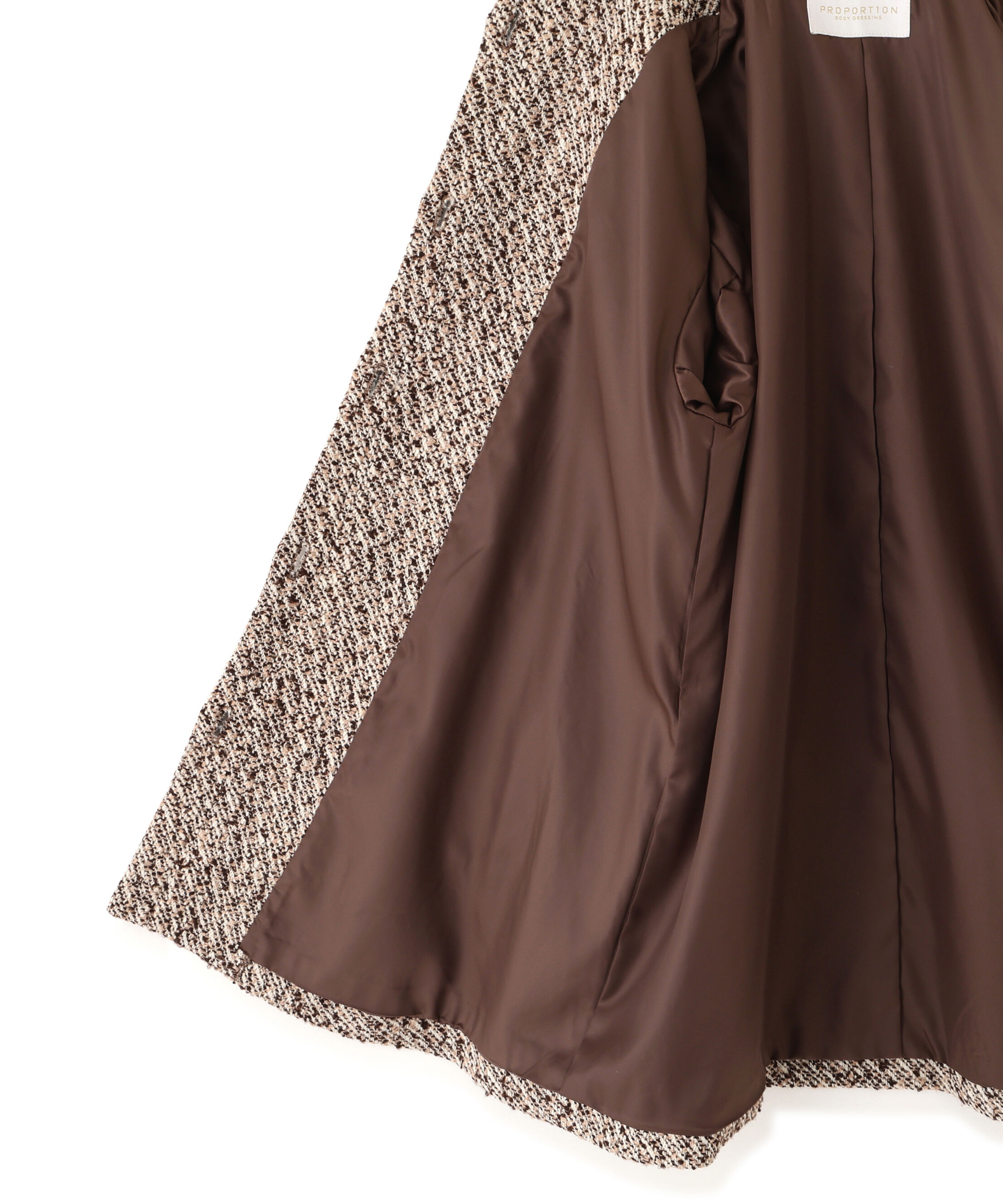 PROPORTION BODY DRESSING「金ボタン付きツイードミドルジャケット 25AW」|ブルゾン・スタジャン|