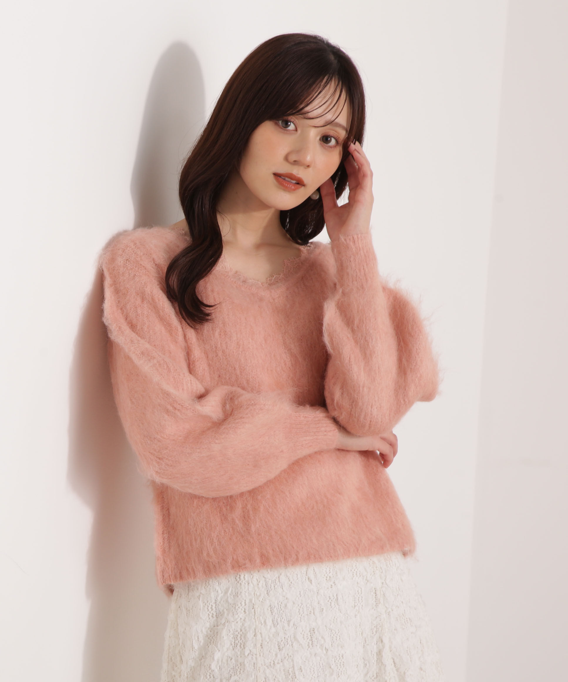 PROPORTION BODY DRESSING「襟元レースニットトップ 25AW」|ニット・セーター|