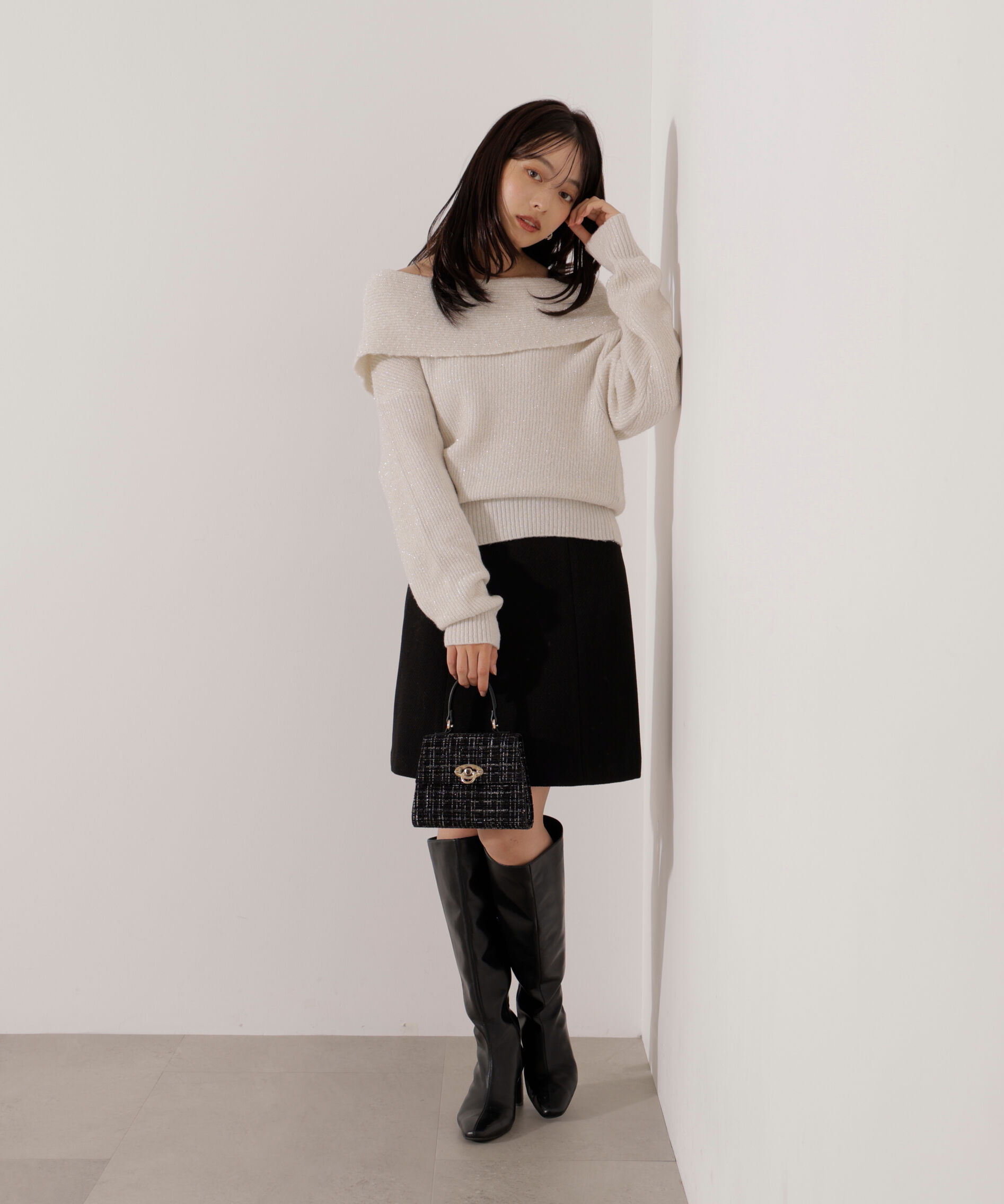 PROPORTION BODY DRESSING「ラメ入りオフショルニット」|ニット・セーター|