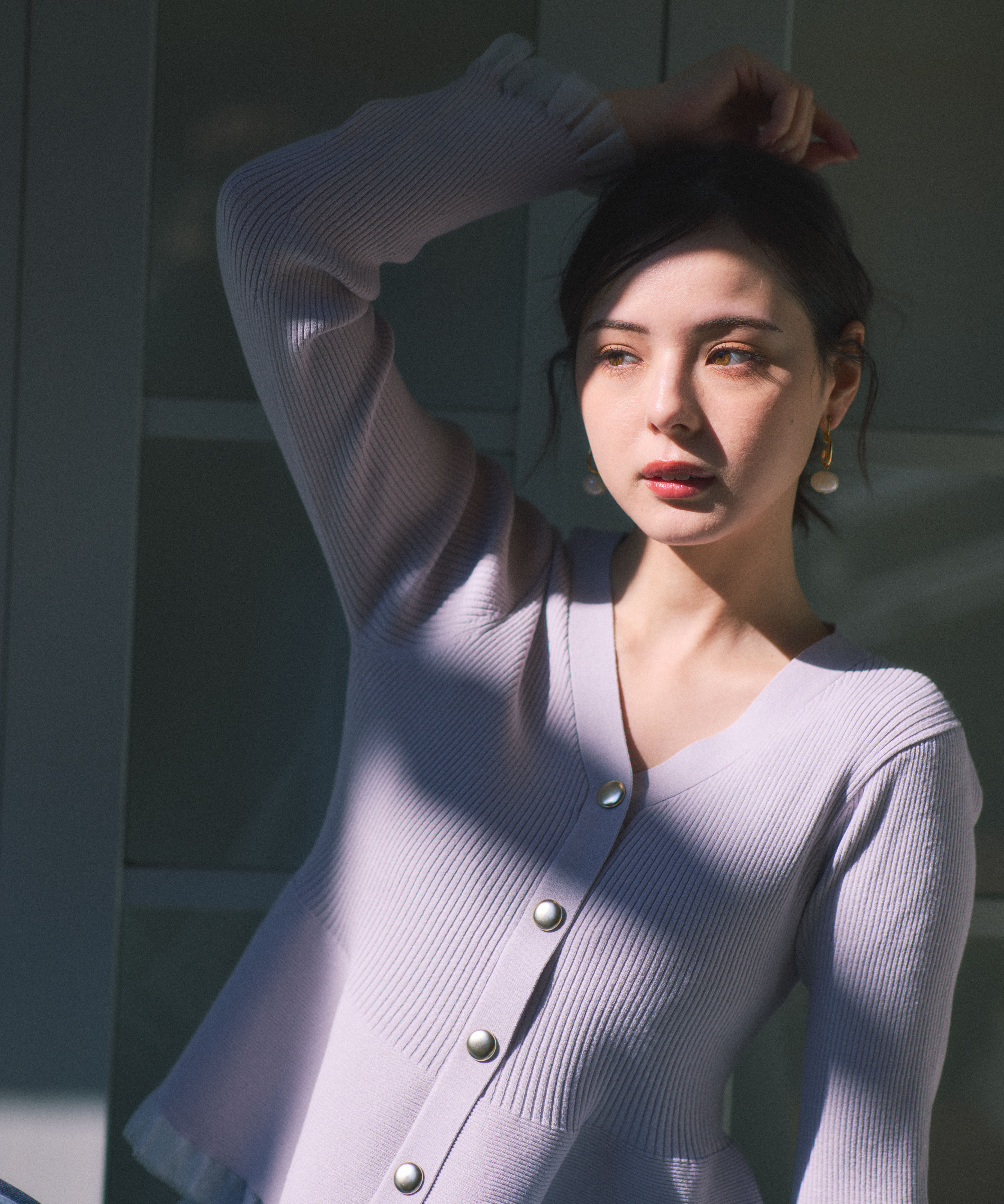 PROPORTION BODY DRESSING「シアー切替ペプラムニット　26SS」|ニット・セーター|