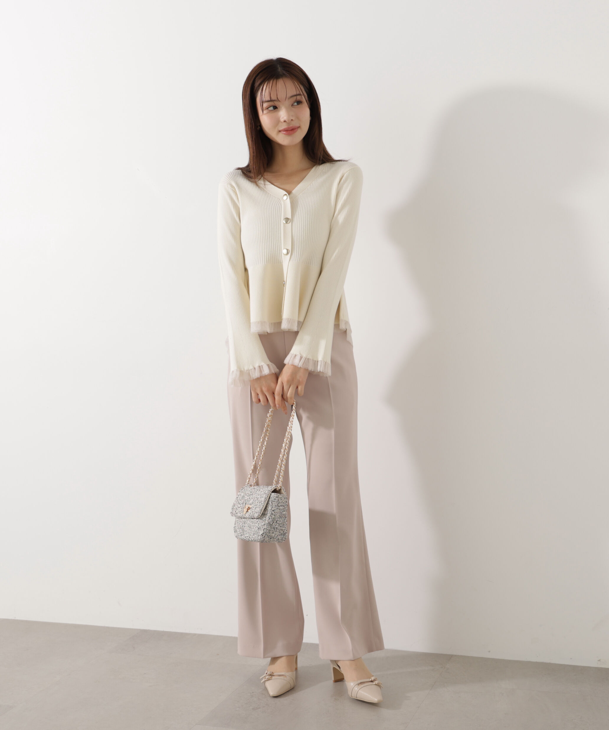 PROPORTION BODY DRESSING「シアー切替ペプラムニット　26SS」|ニット・セーター|