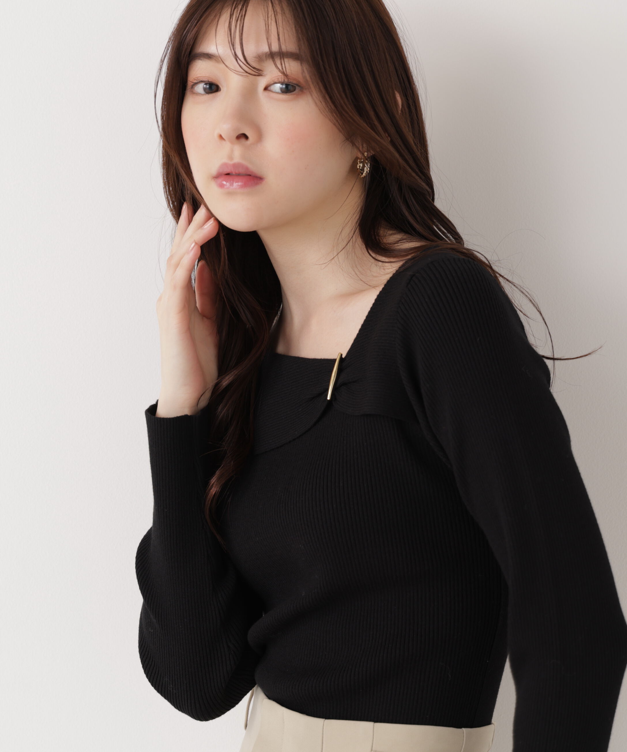 PROPORTION BODY DRESSING「バー付きアシメリブニット　　26SS」|ニット・セーター|